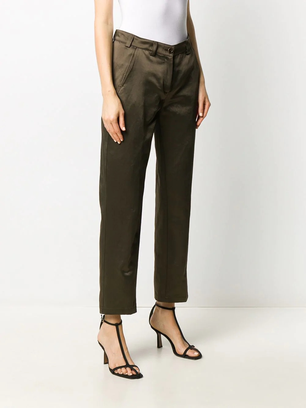 satin slim-fit trousers - 3