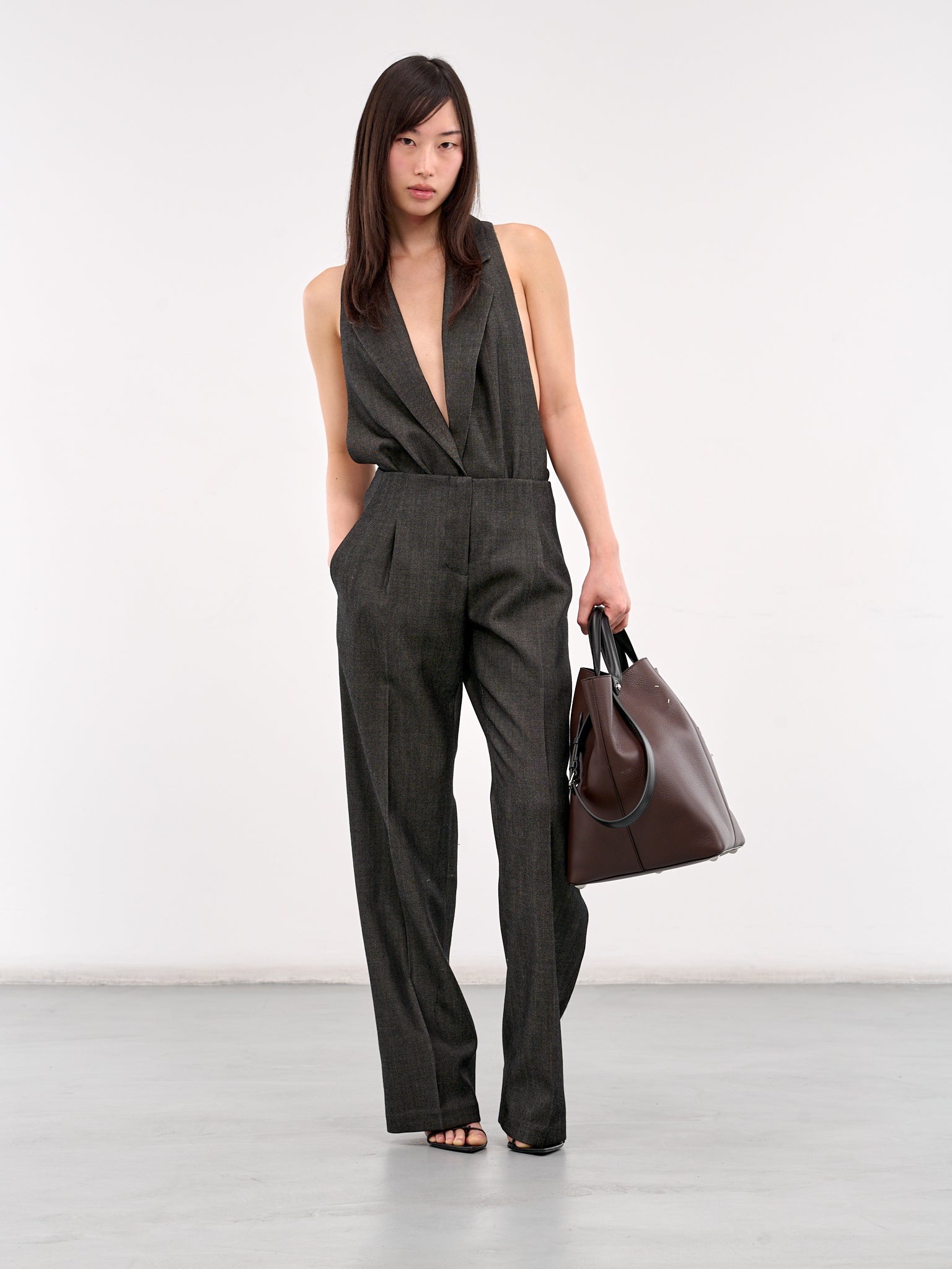 Halterneck Peaked Lapel Bodysuit - 6