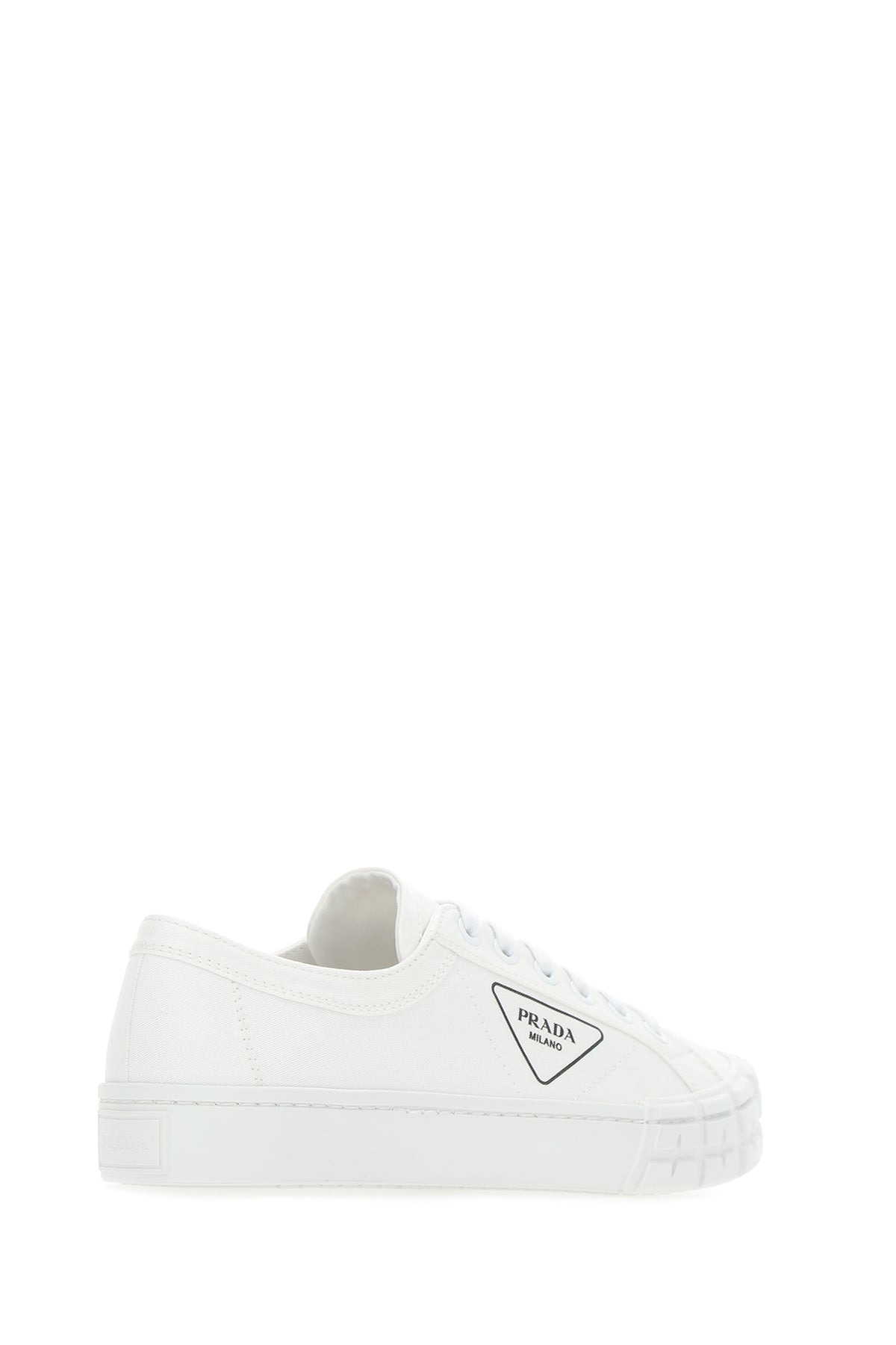 Prada Men White Gabardine Wheel Sneakers - 3