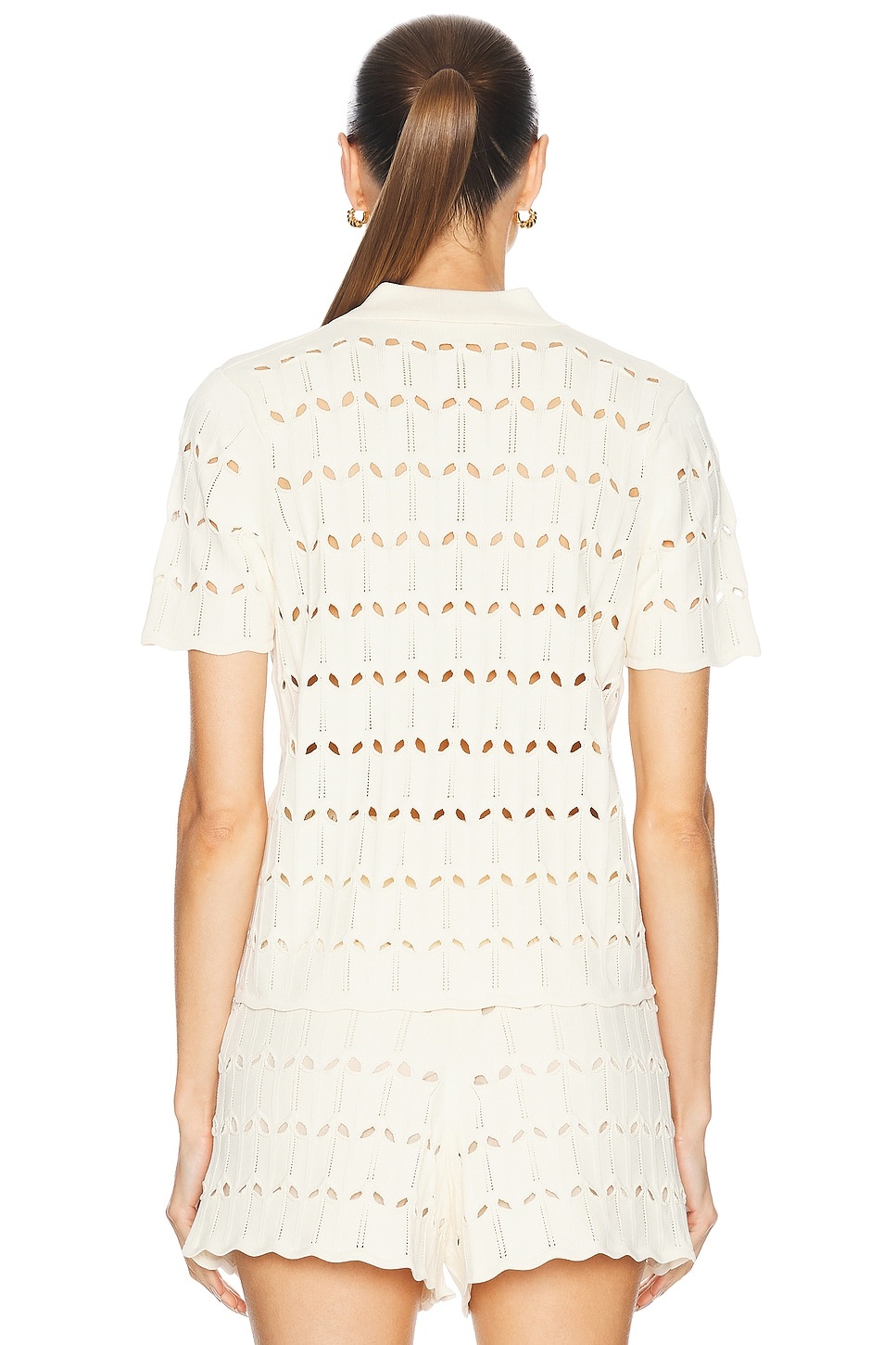 Rhiannon Pointelle Polo Top - 3