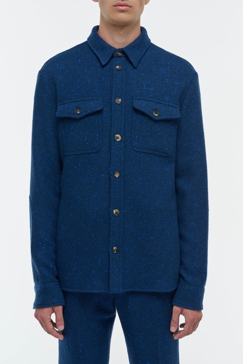 GABRIELA HEARST Lucas Overshirt in Electric Navy Speckled Cashmere outlook
