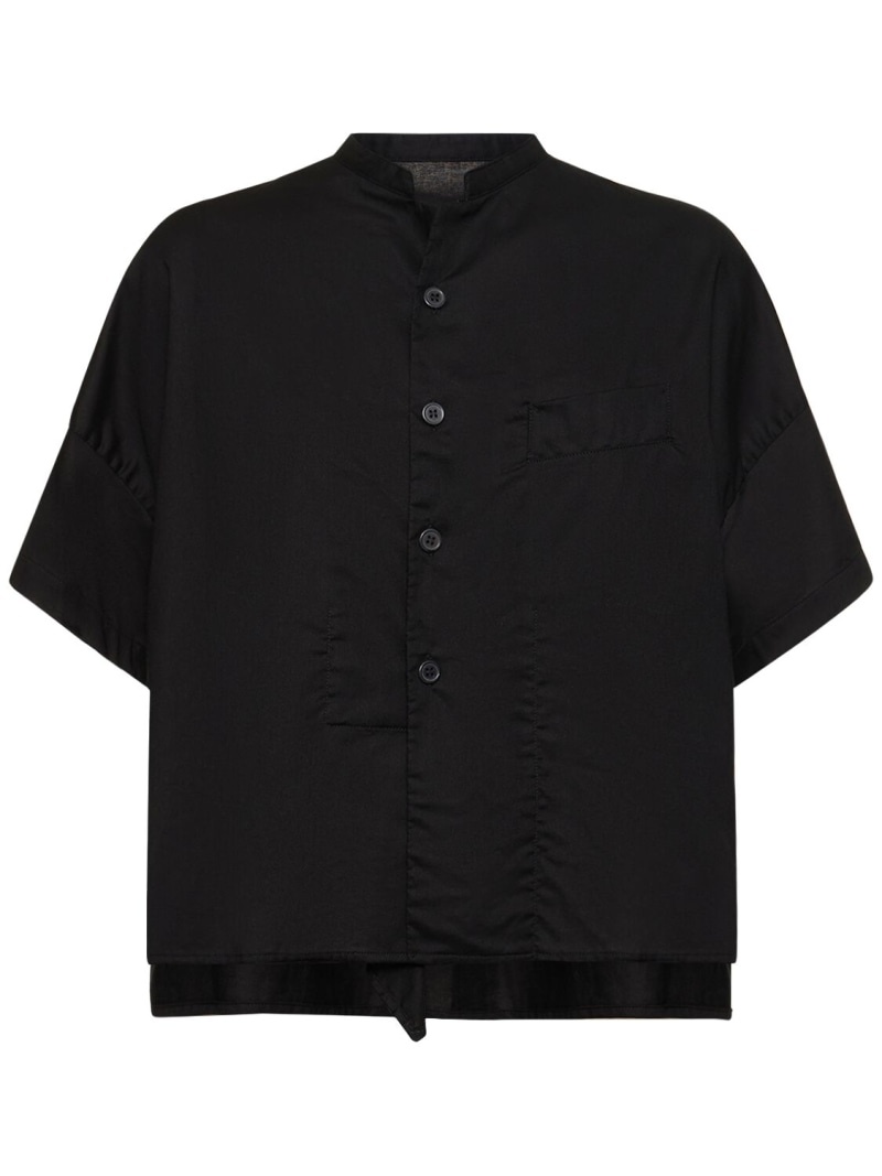 Draped cotton twill s/s boxy shirt - 1