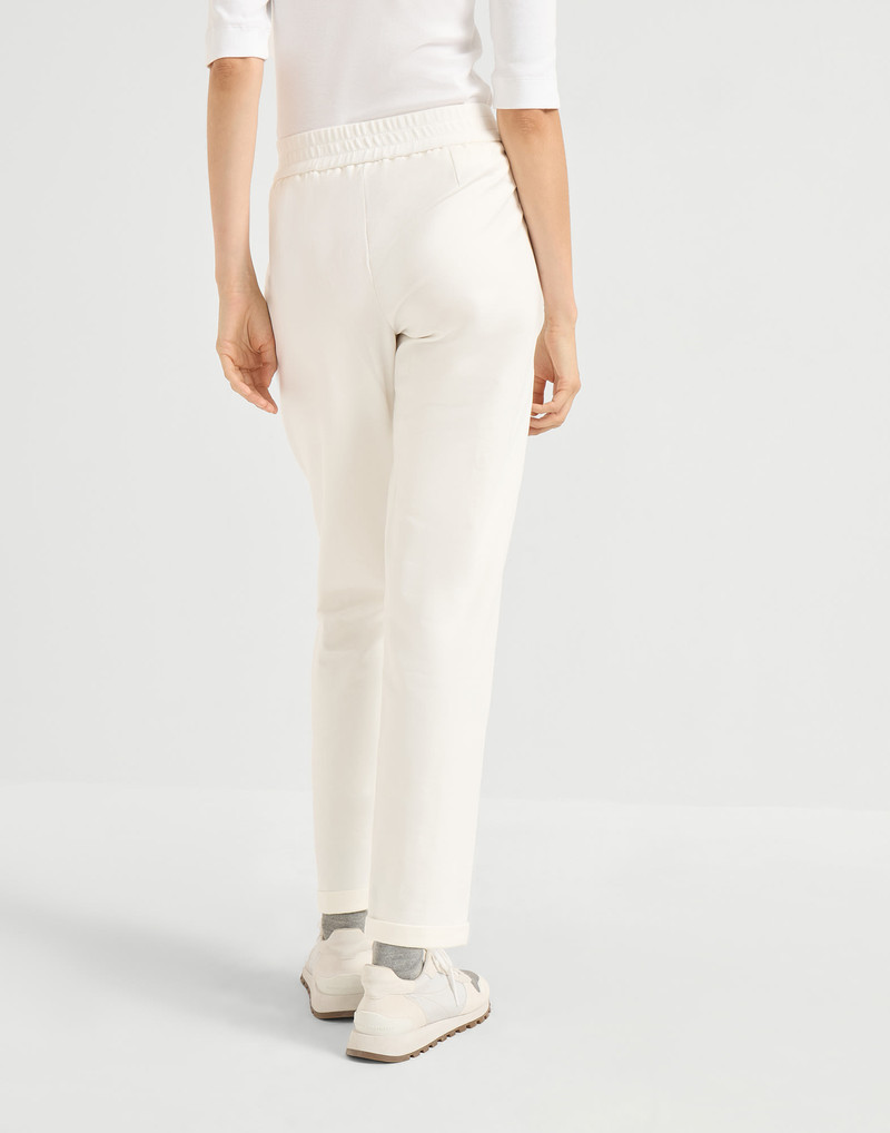 Brunello Cucinelli Stretch cotton lightweight French terry track trousers with monili outlook