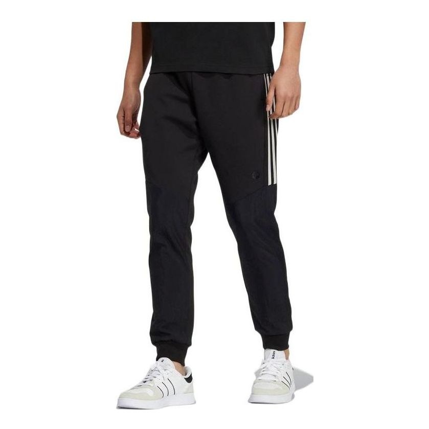 Men's adidas neo Side Stripe Solid Color Bundle Feet Sports Pants/Trousers/Joggers Black HC9679 - 1