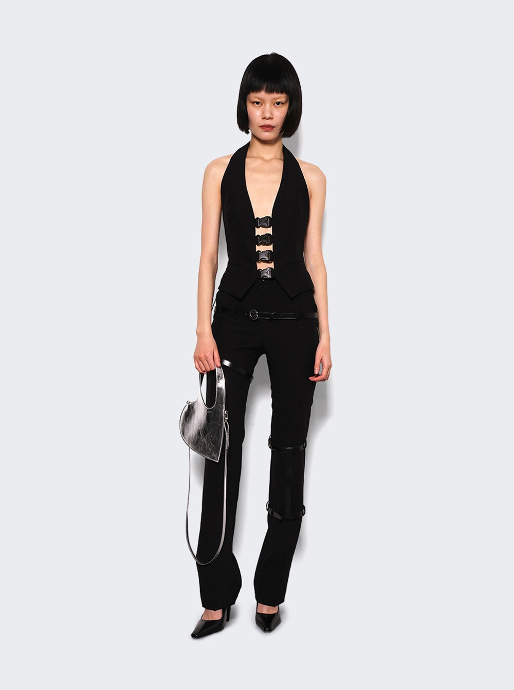 Multi Buckle Waistcoat Black - 5