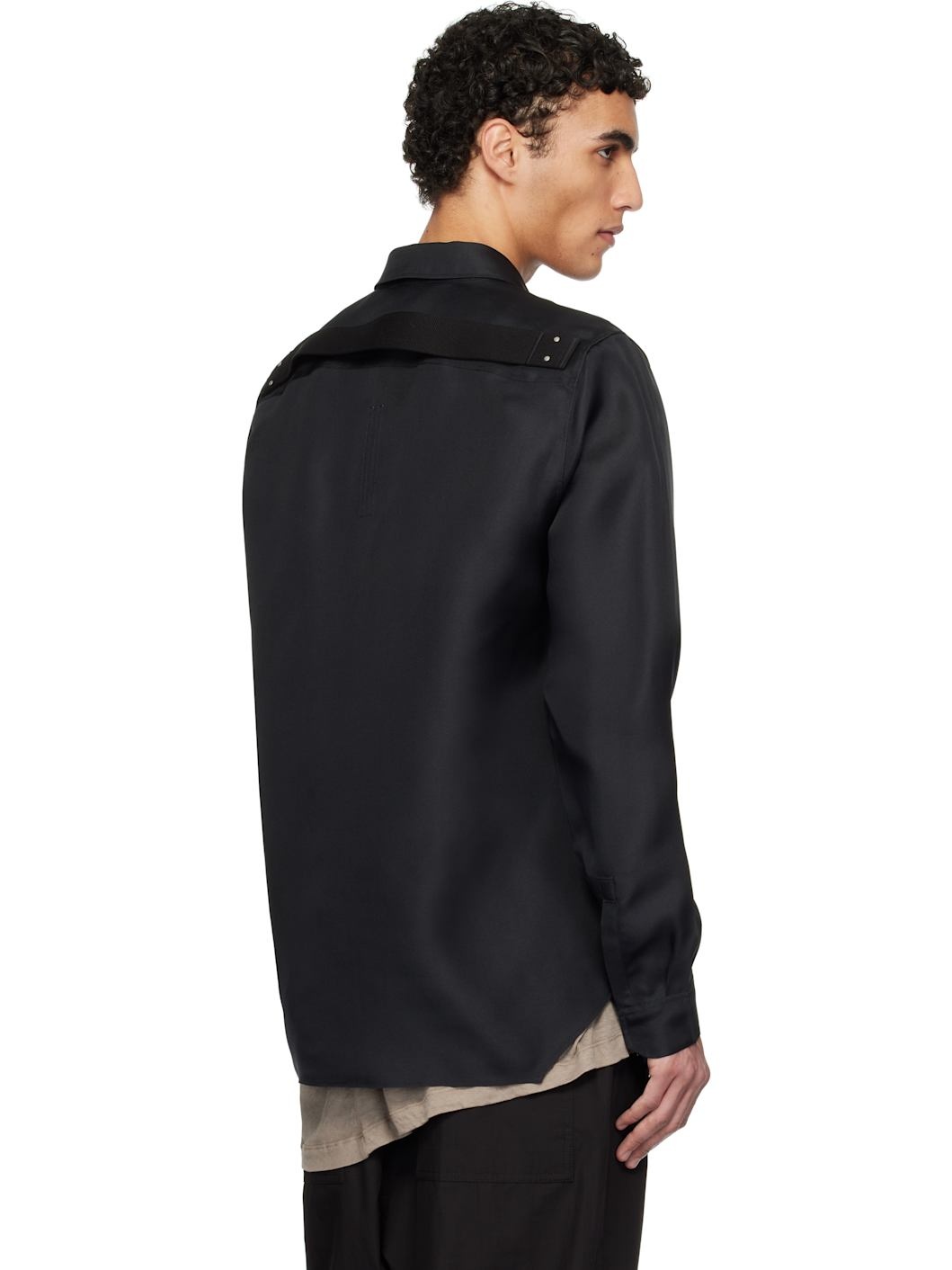 Black Hollywood Silk Gazar Overshirt - 3