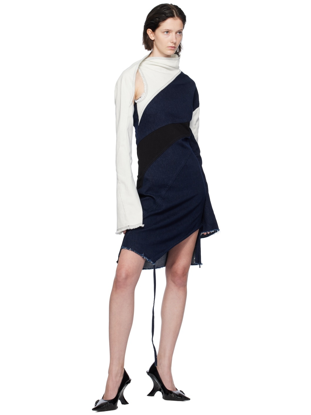 Indigo Asymmetric Denim Minidress - 4