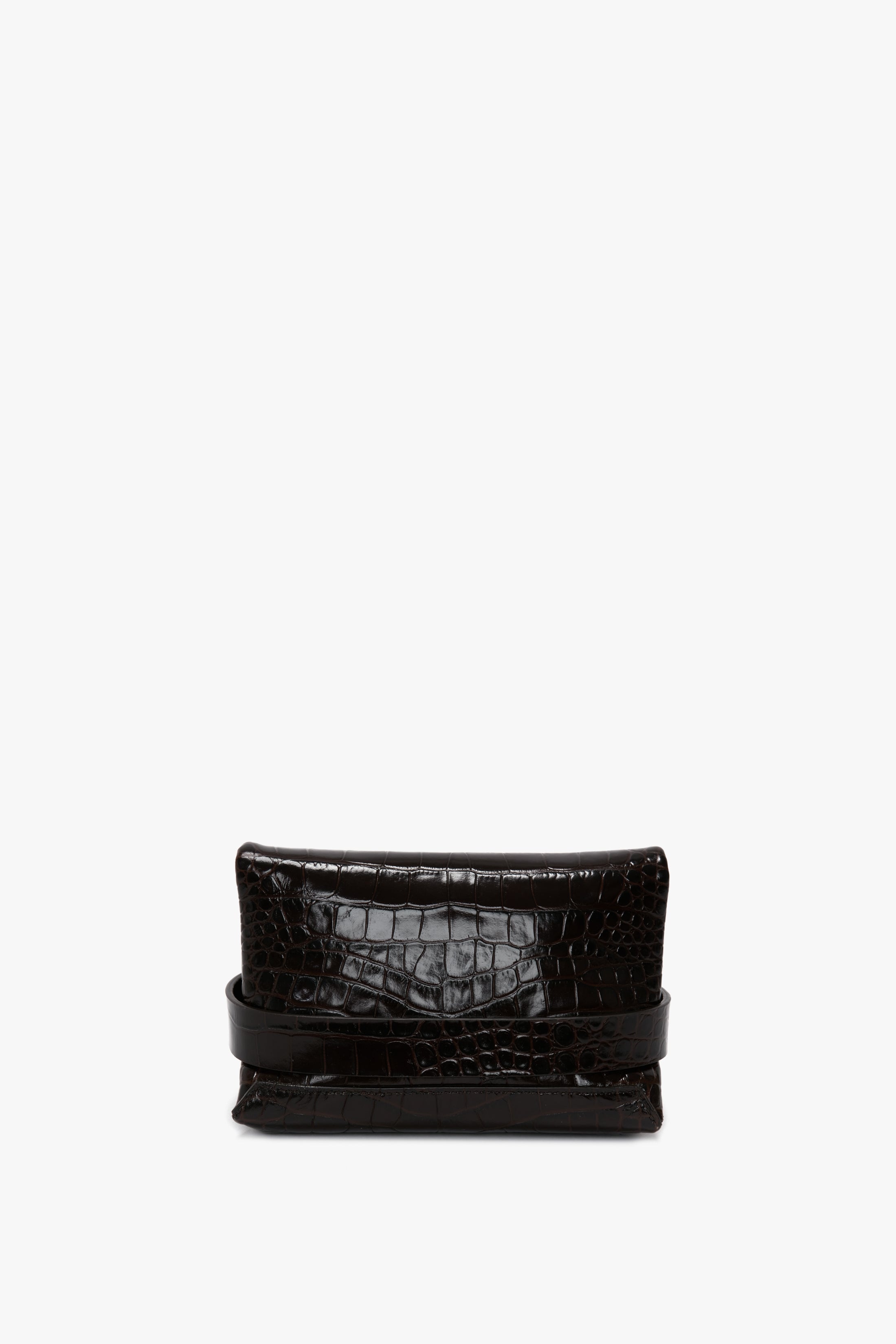 Mini B Pouch In Croc Effect Espresso Leather - 5