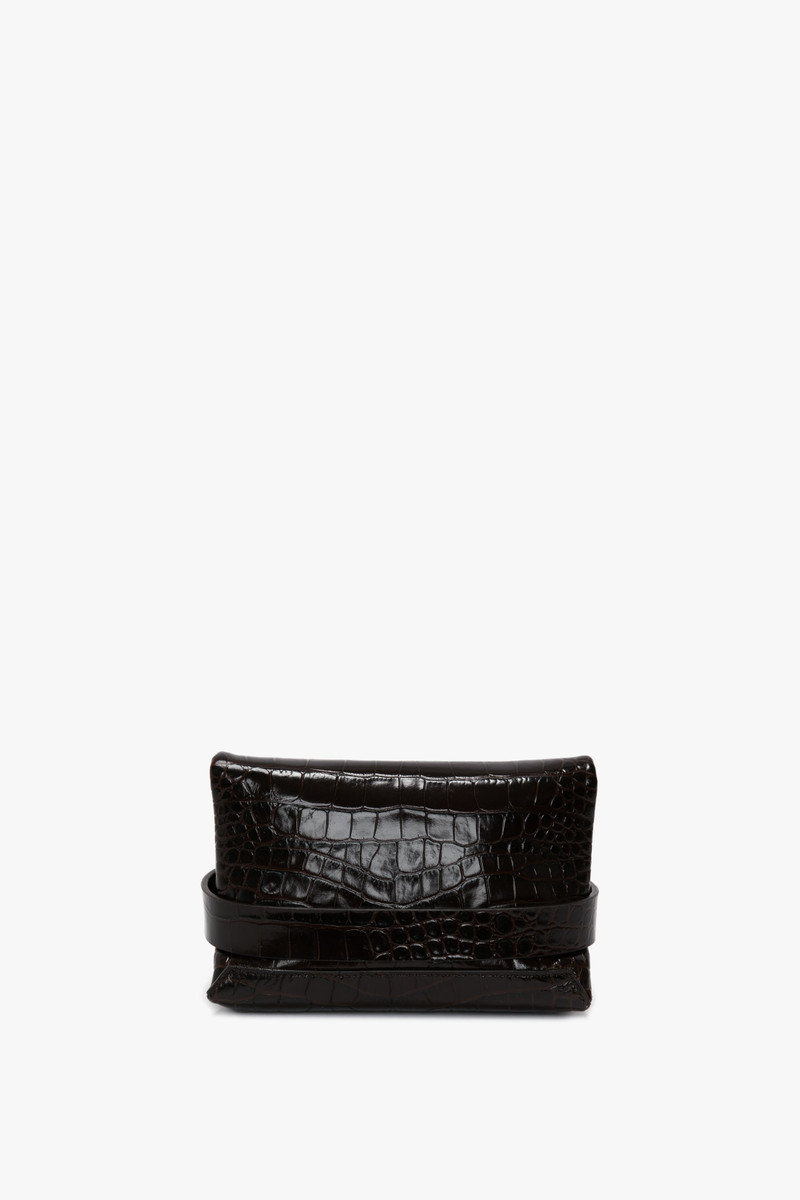 Mini B Pouch In Croc Effect Espresso Leather 5