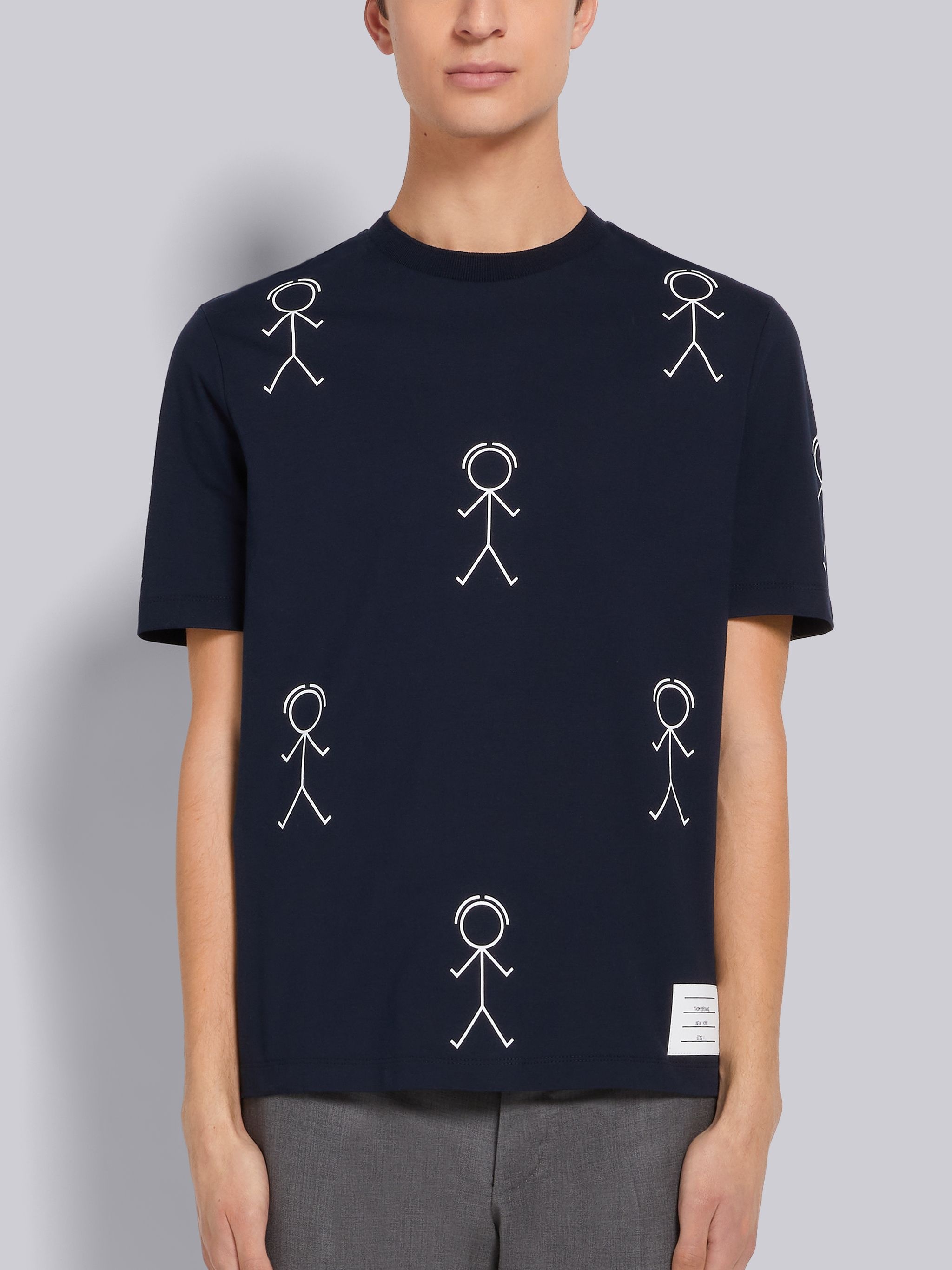 Navy Midweight Jersey Half Drop Mr. Thom Icon Print Tee - 1