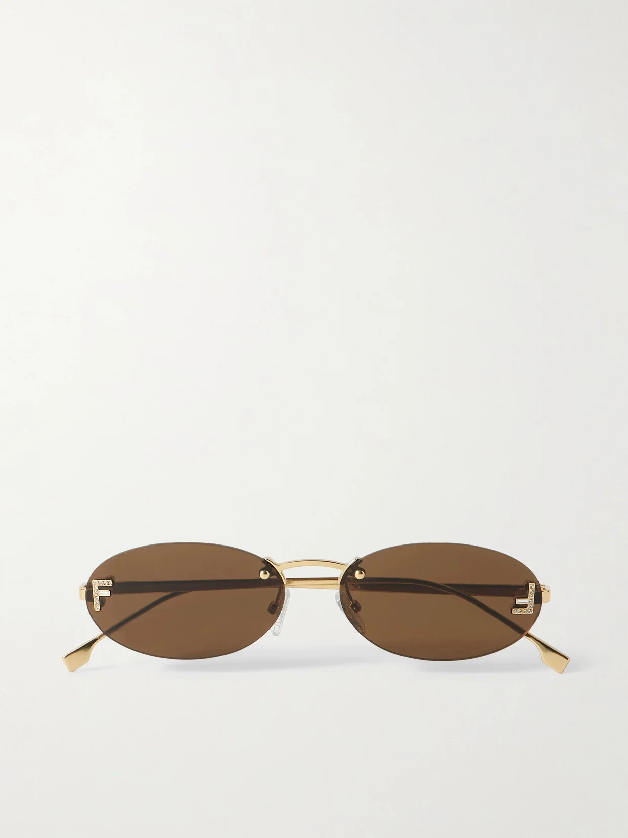 Oval-frame Crystal-embellished Gold-tone Sunglasses - 1