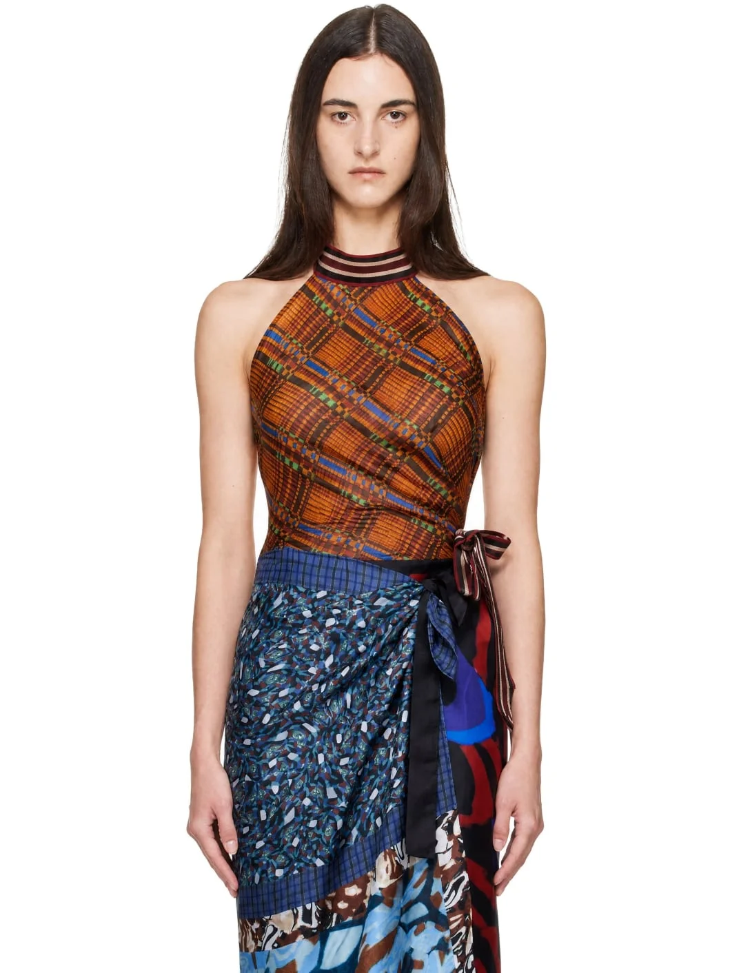 Orange Jacquard Wrap Top - 1