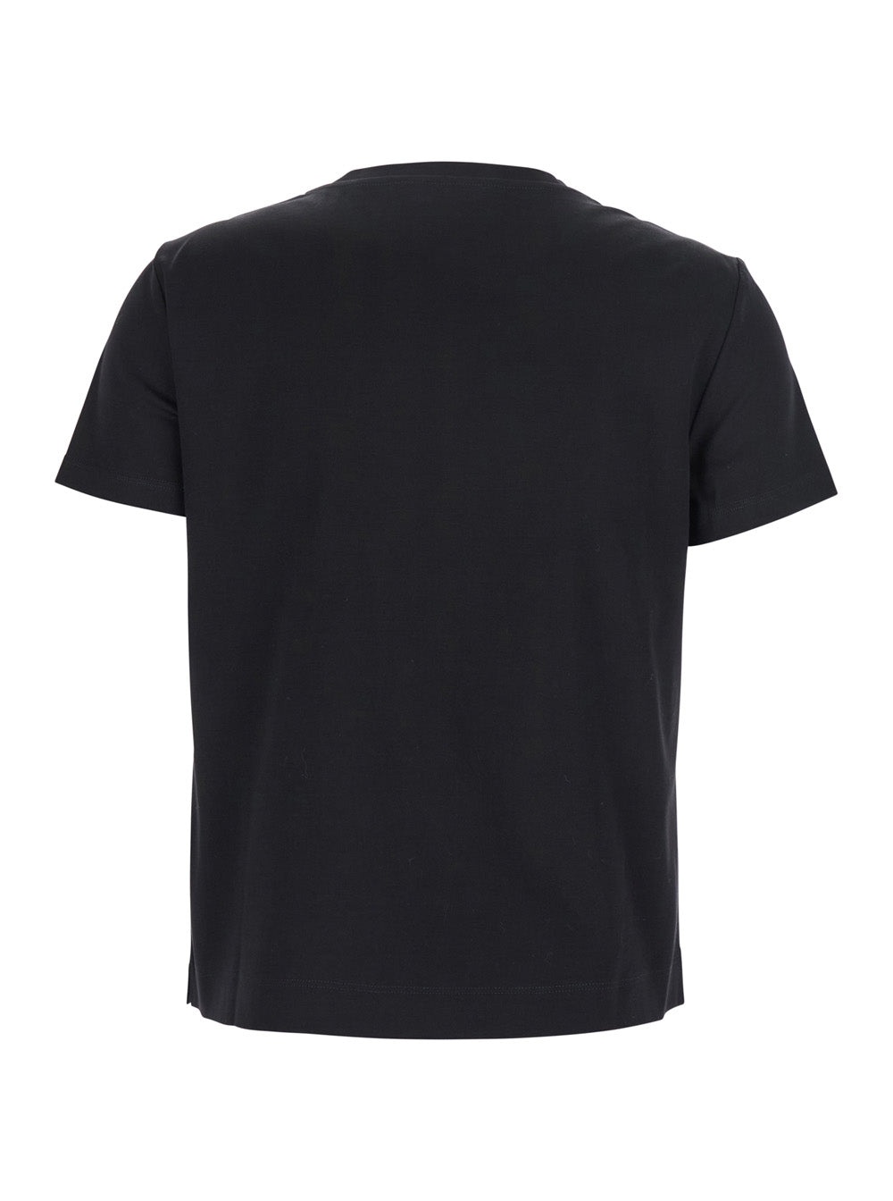 Max Mara Women Black T-Shirt With Logo Embroidered On The Front In Cotton Woman - 2