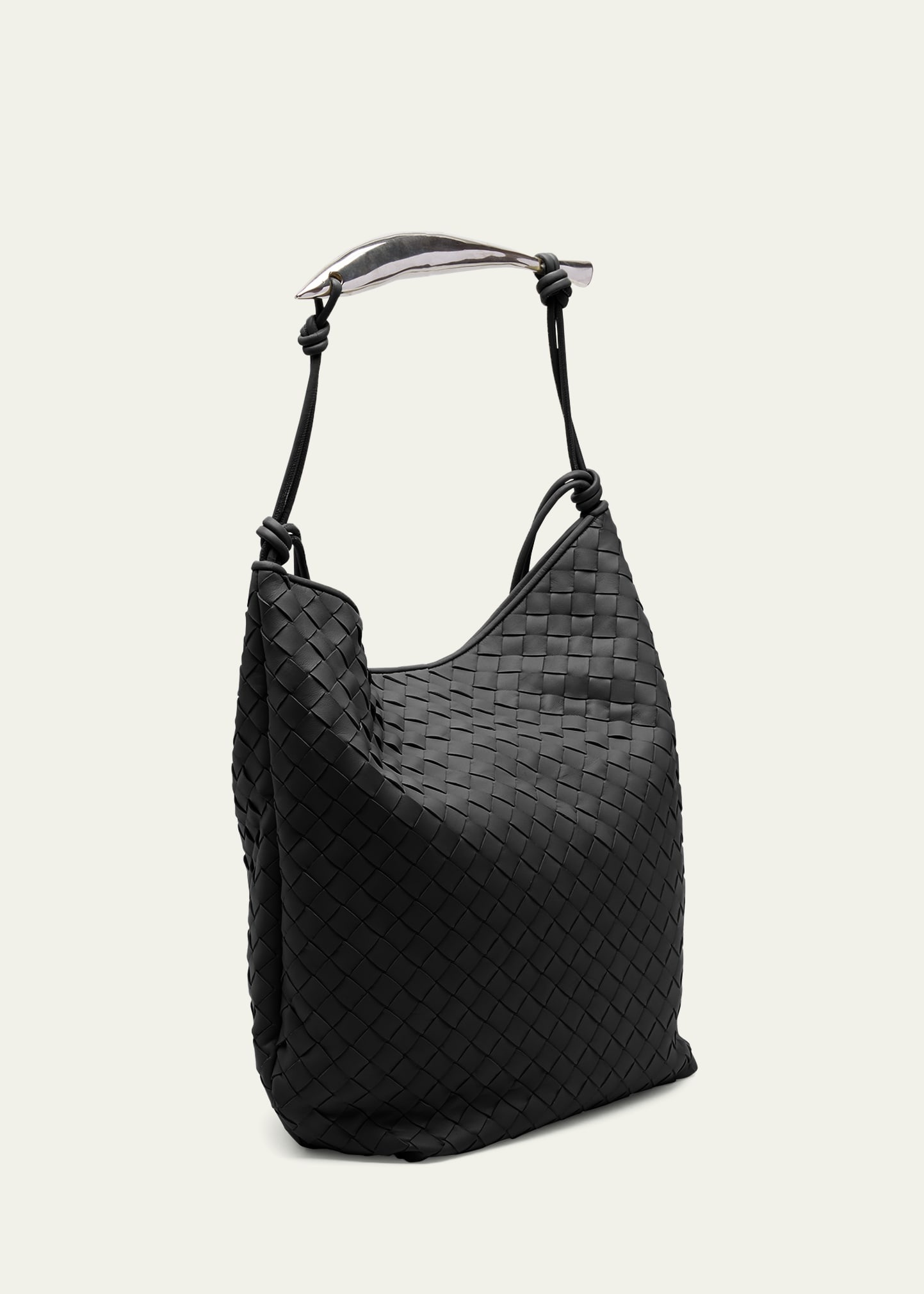 Sardine Large Intrecciato Leather Hobo Bag - 3