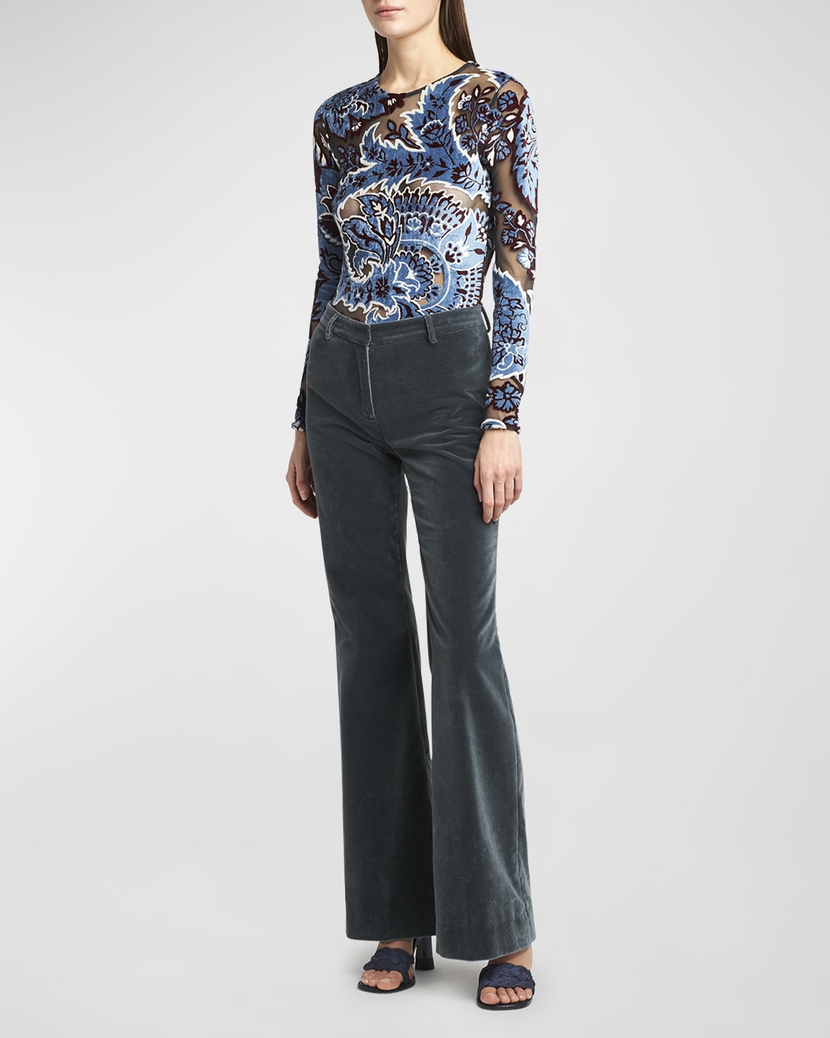 Bootcut Velvet Trousers - 3