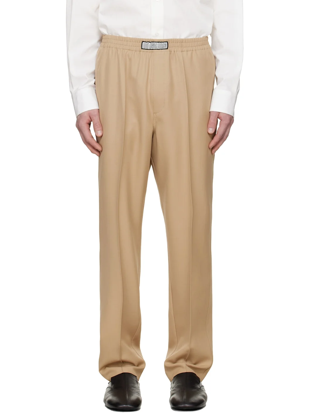Beige Wool Jogging Track Pants - 1