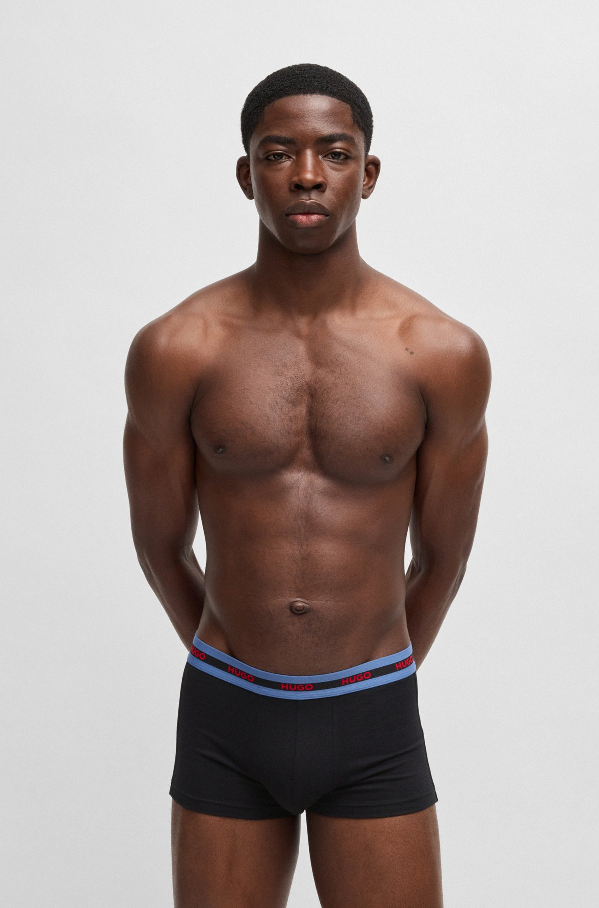 THREE-PACK OF STRETCH-COTTON TRUNKS WITH LOGO WAISTBANDS - 6