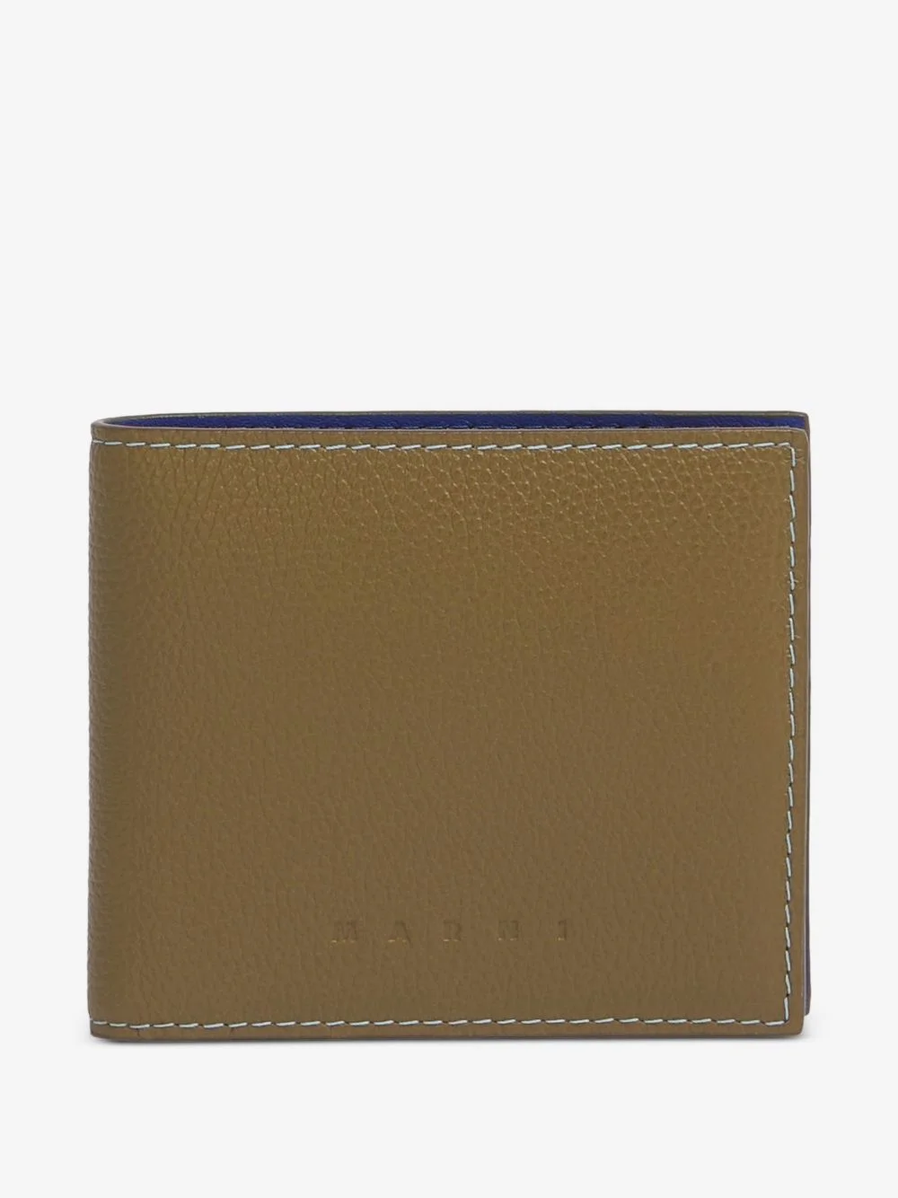 light brown leather bifold wallet with contrast stitching - 1