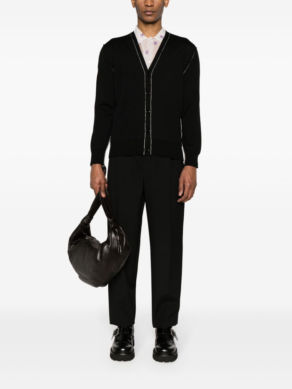 exposed-seam knit cardigan - 2