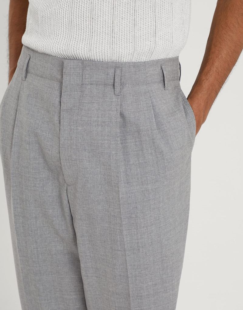 Virgin wool fresco relaxed fit trousers with double pleats 3