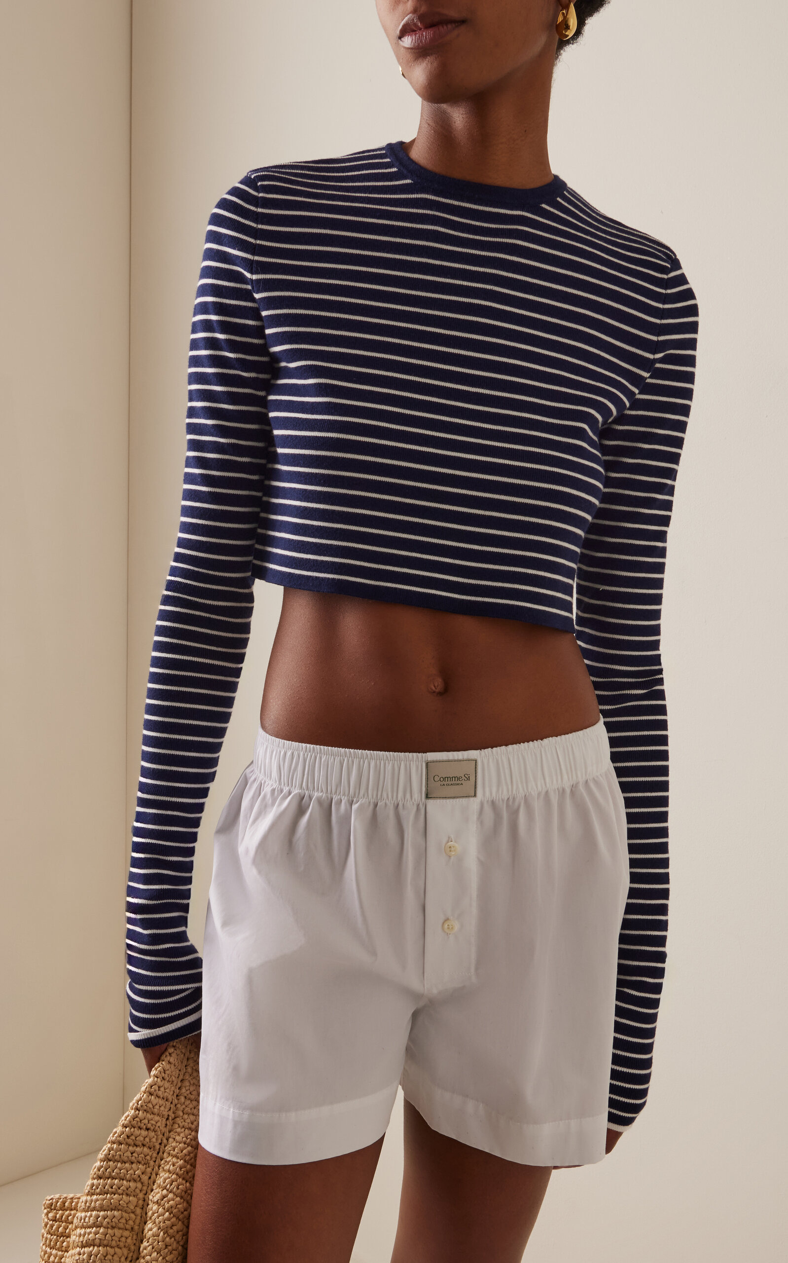 Exclusive Riviera Kasel Cropped Striped Knit T-Shirt stripe - 3