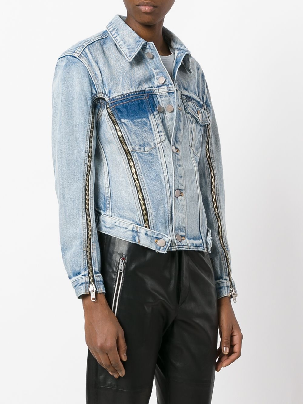 zip details denim jacket - 3