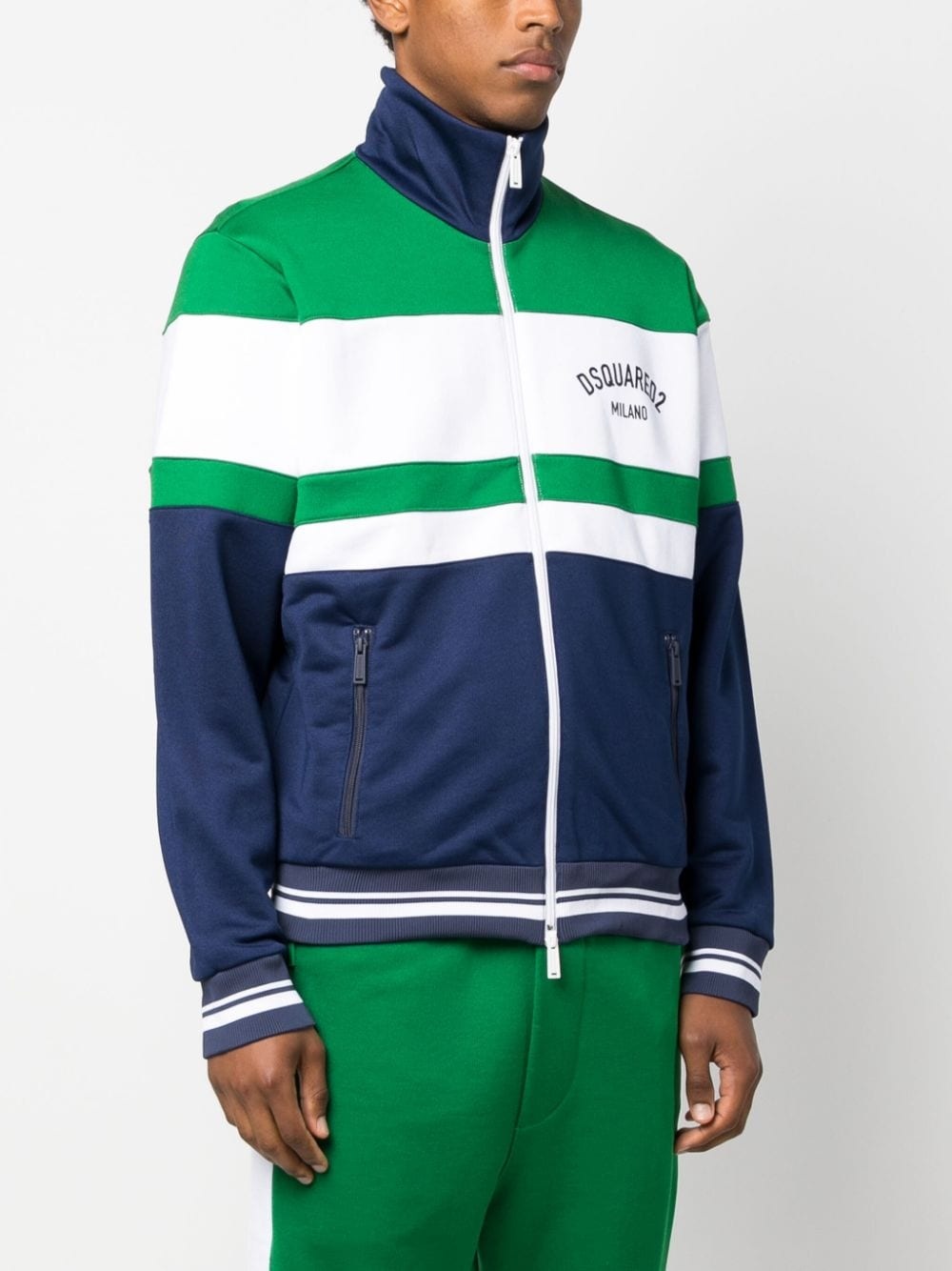 colour-block logo-print bomber jacket - 3