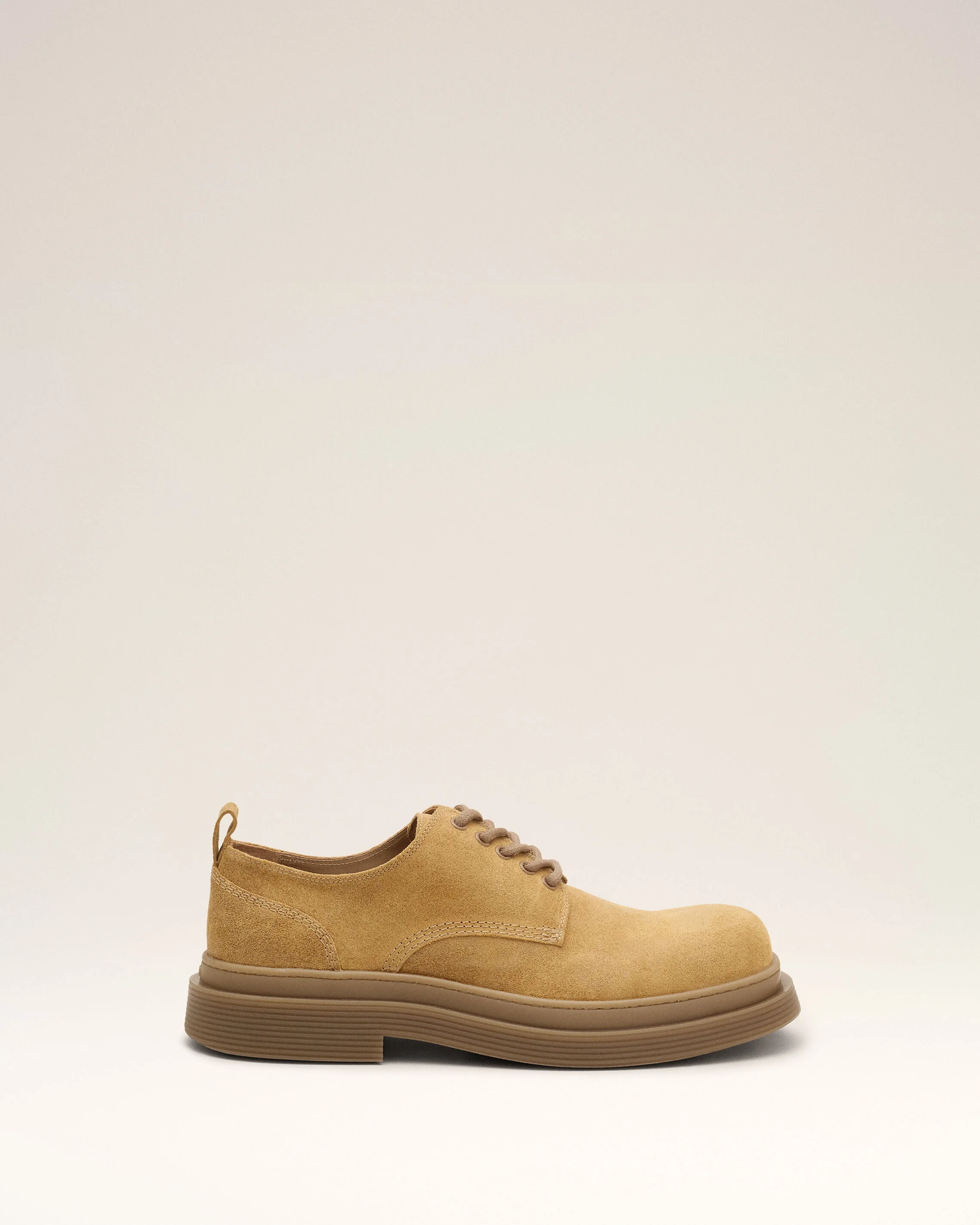BEIGE COW LEATHER DERBIES SHOES - 1