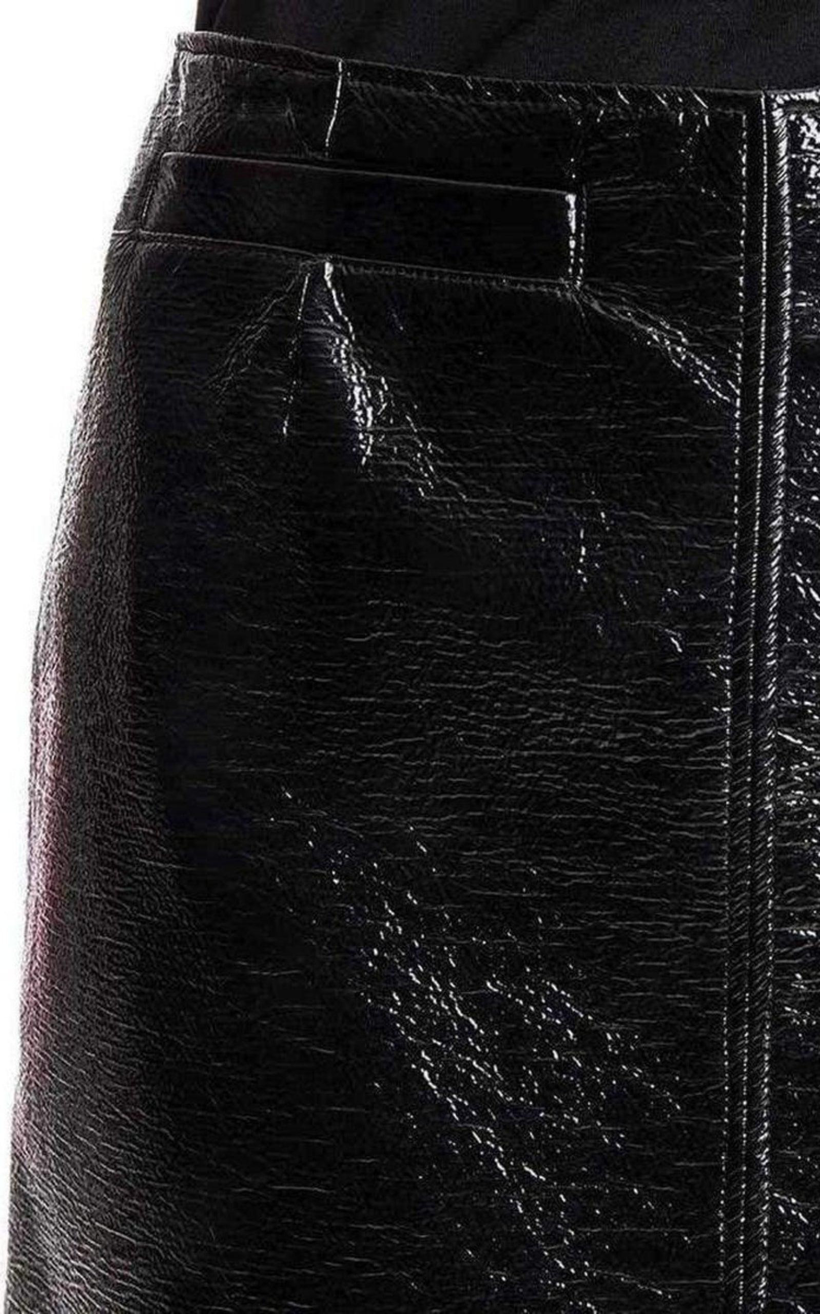 Black Vinyl A-Line Skirt - 7
