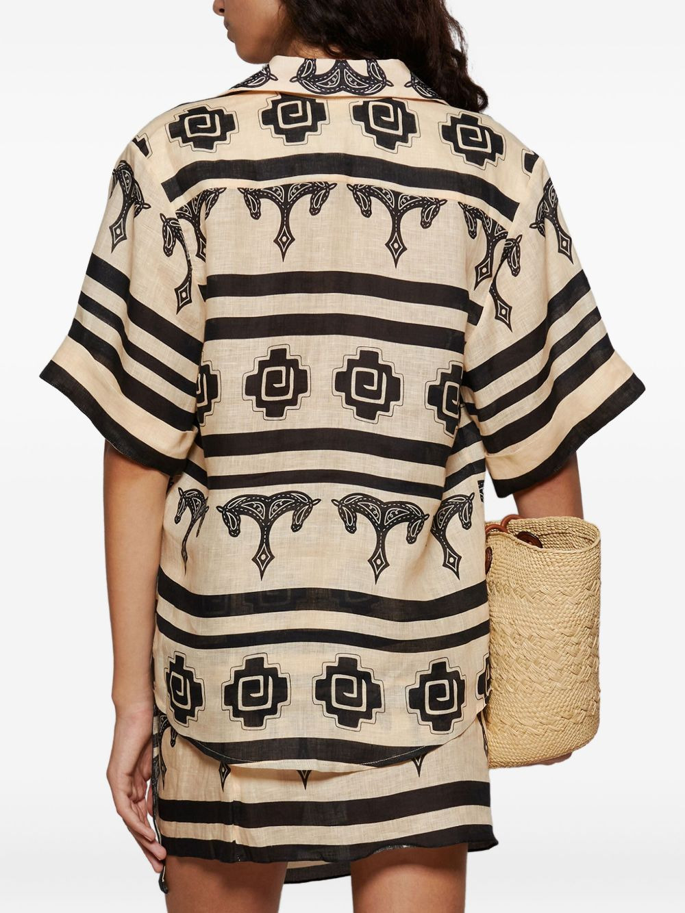 La Creciente horse-print striped shirt - 5