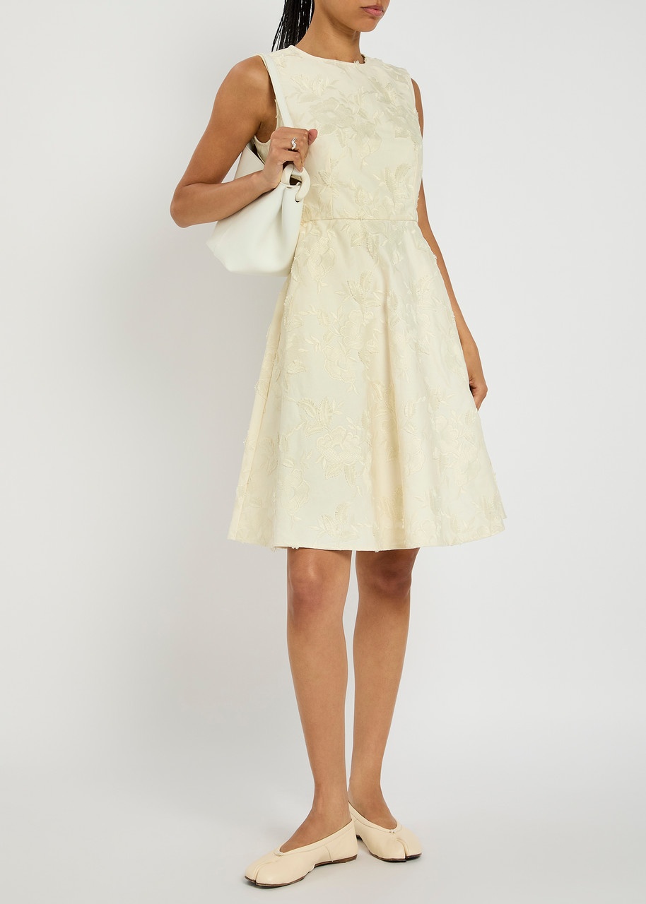 Moncler Floral-jacquard Cotton-twill Mini Dress - 4