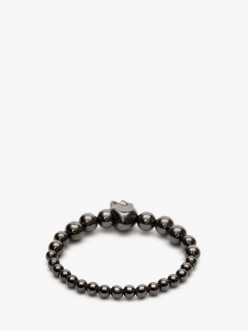 Alexander McQueen Skull Multi Beaded Bracelet in Ruthenium outlook