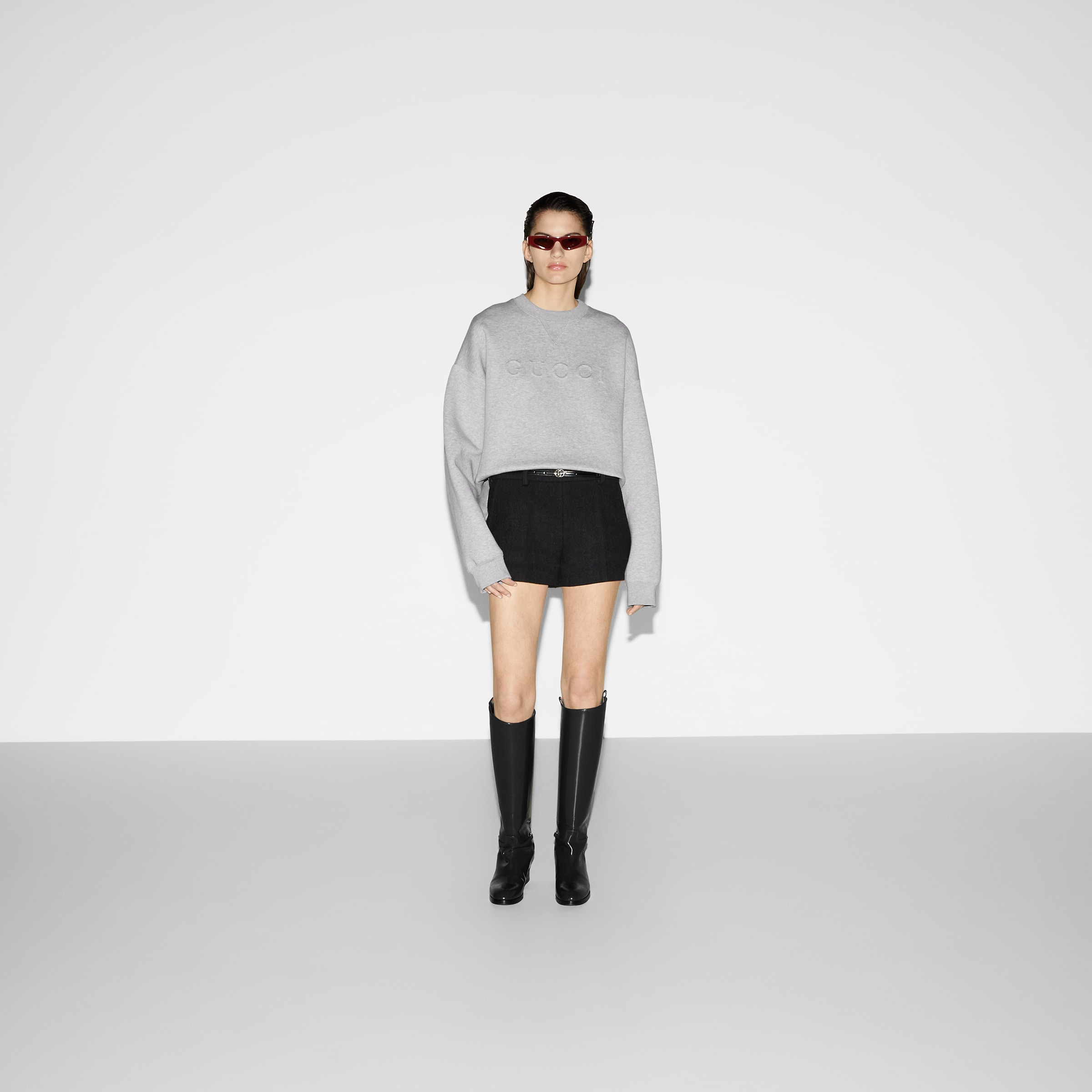 Cotton jersey embossed sweatshirt - 2