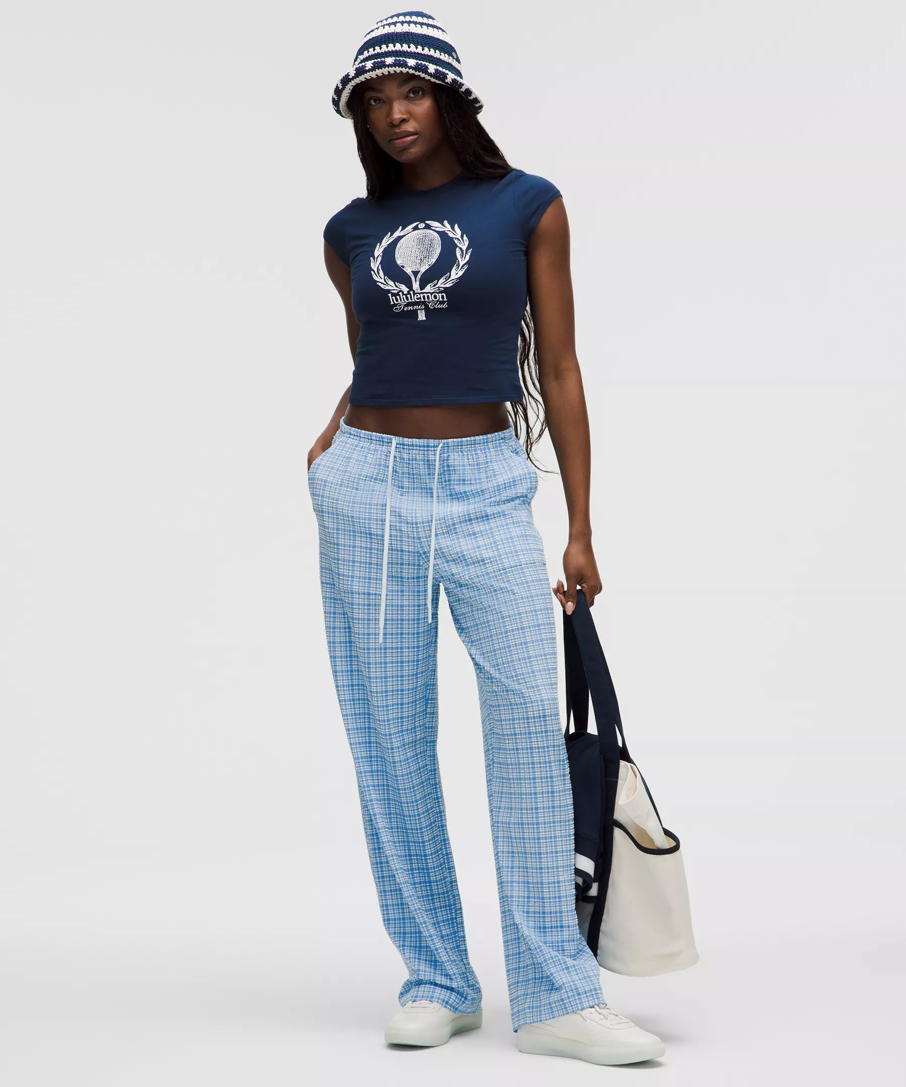 Seersucker Check Mid-Rise Pull-On Pant - 2