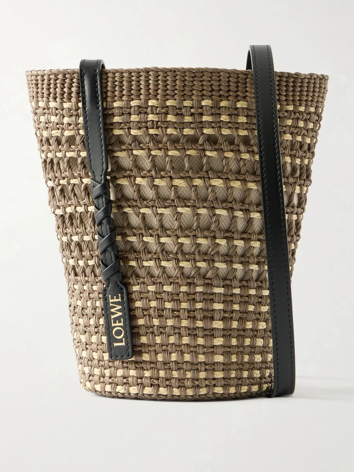 Paula's Ibiza Braid Leather-Trimmed Raffia Shoulder Bag - 1