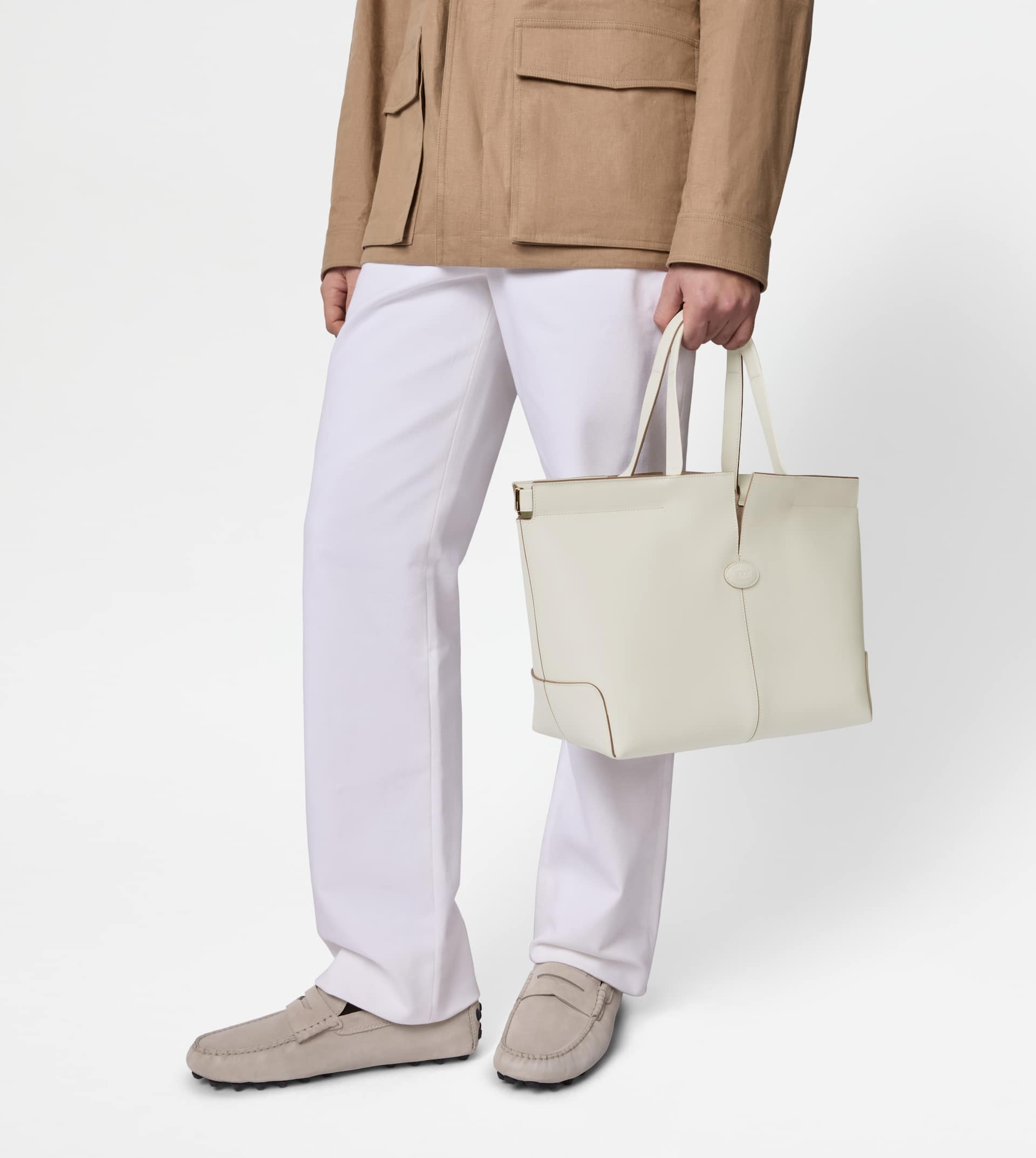TOD'S DI BAG FOLIO IN LEATHER MEDIUM-SMALL - WHITE - 9