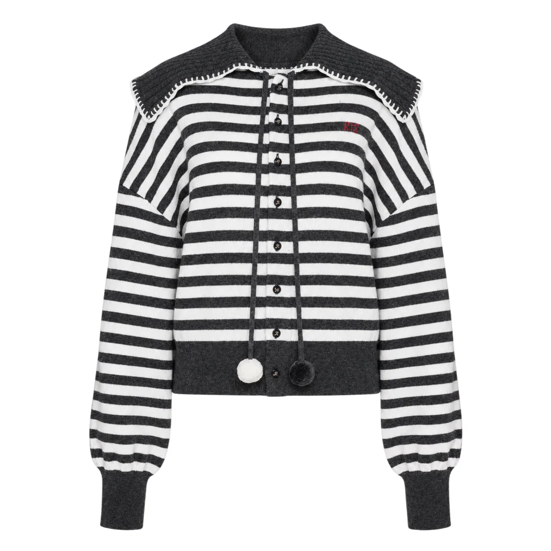 Striped Long Sleeve Cardigan - 1