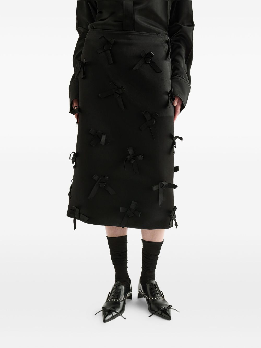 bow-embellished midi skirt - 2