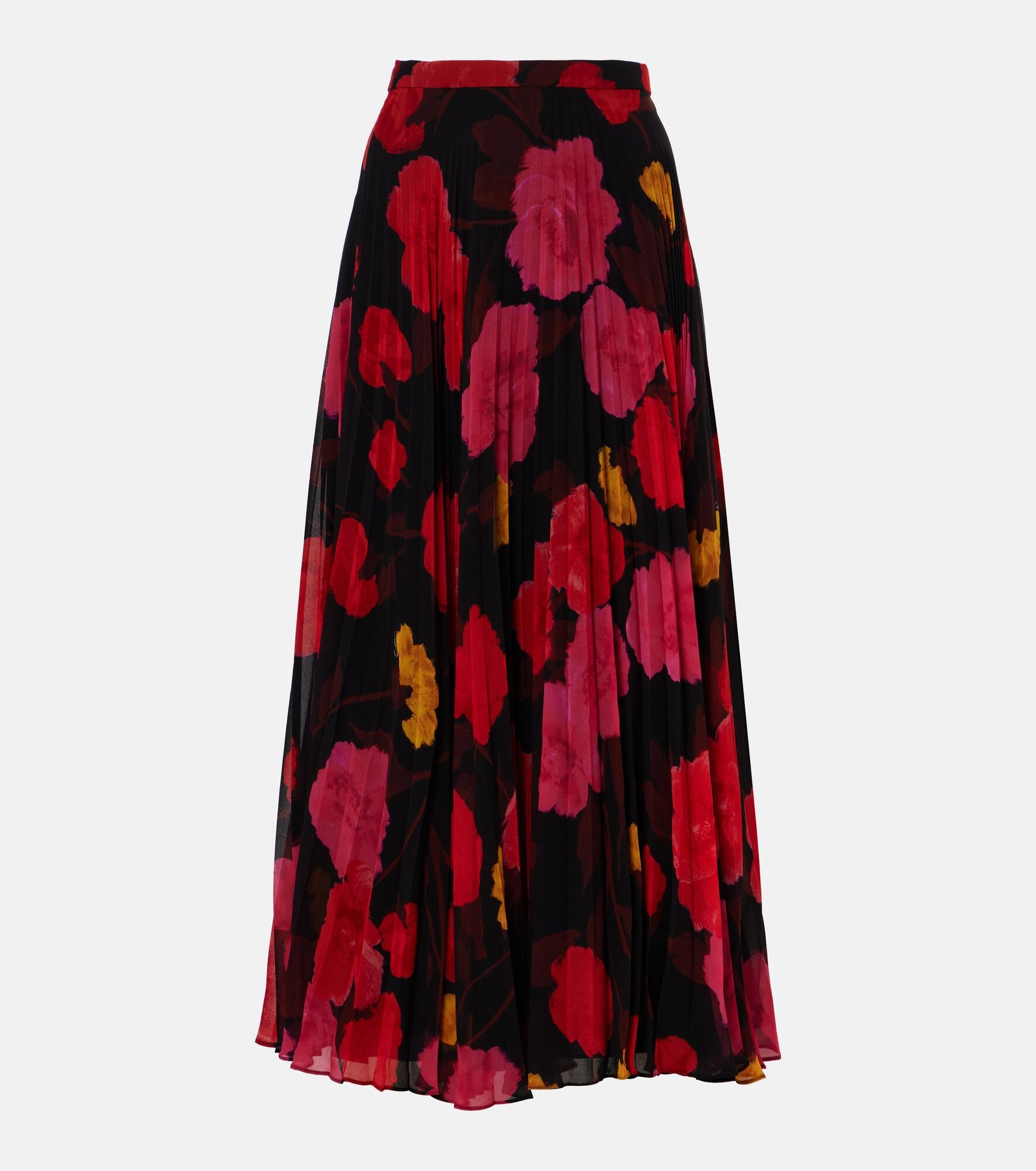 Pleated floral midi skirt - 1