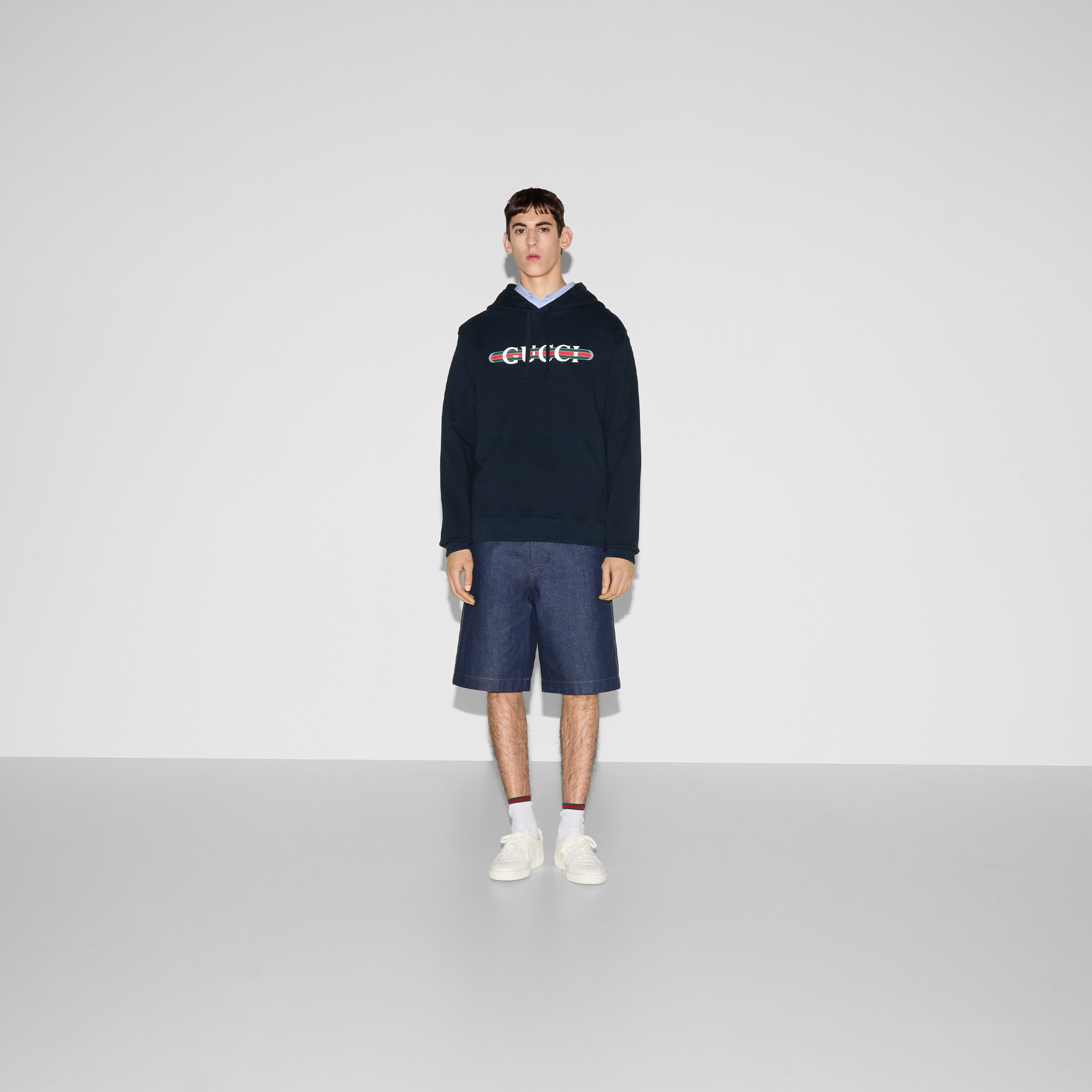 Printed cotton jersey hooded sweatshirt - 2