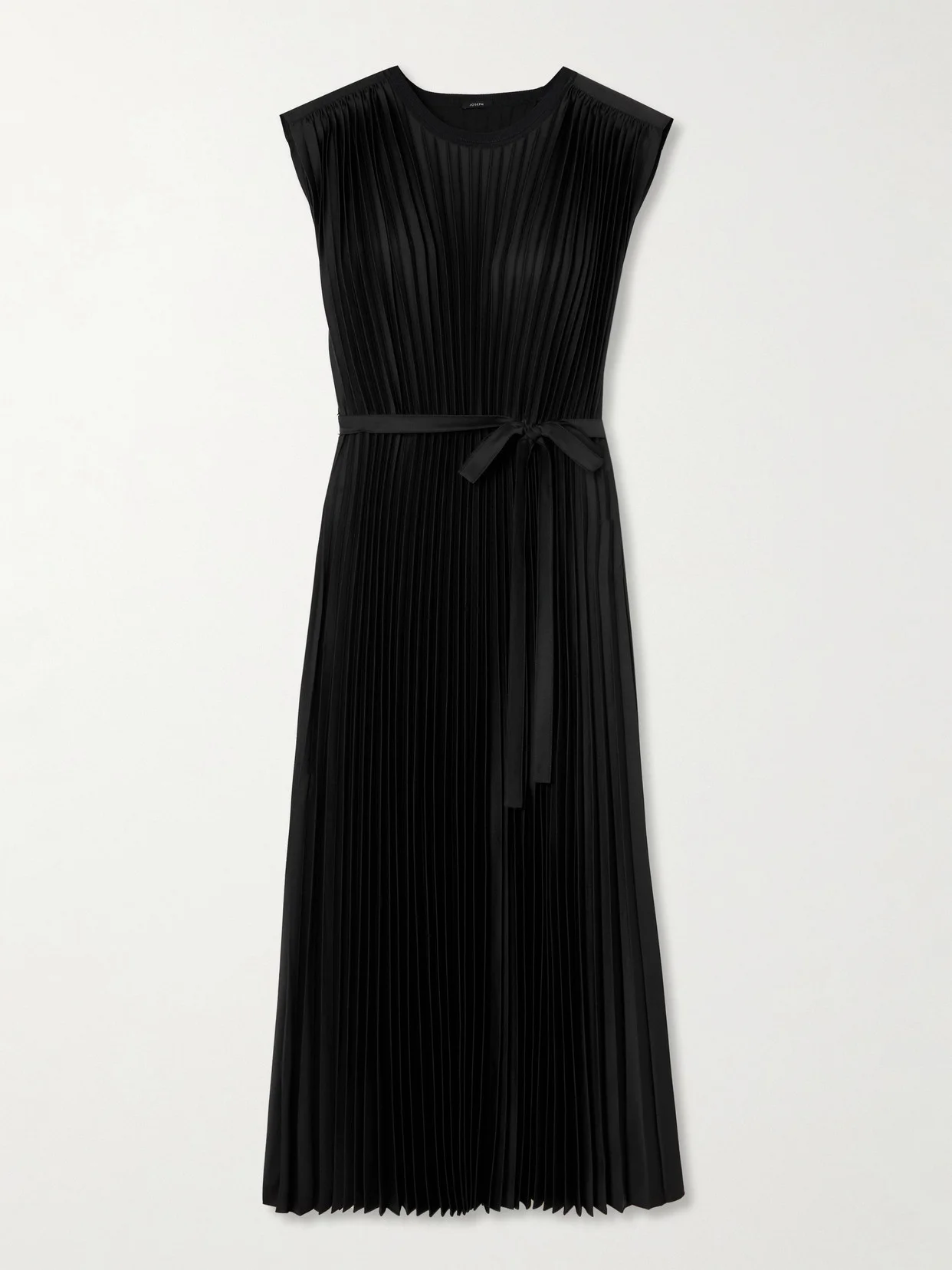 Volta Belted Plissé Satin Midi Dress - 1