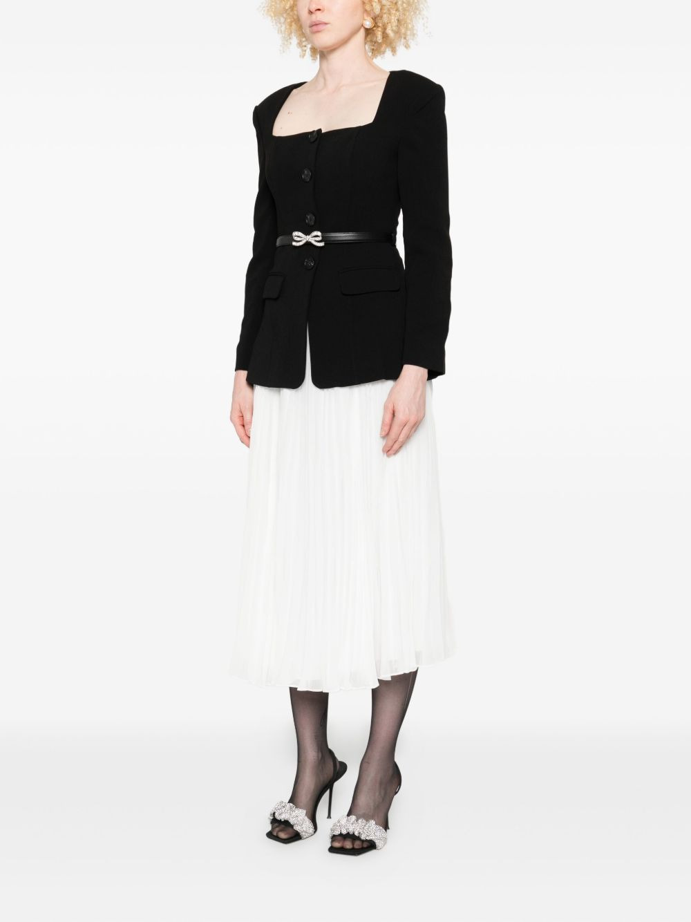 pleated-panel bow-detail midi dress - 3