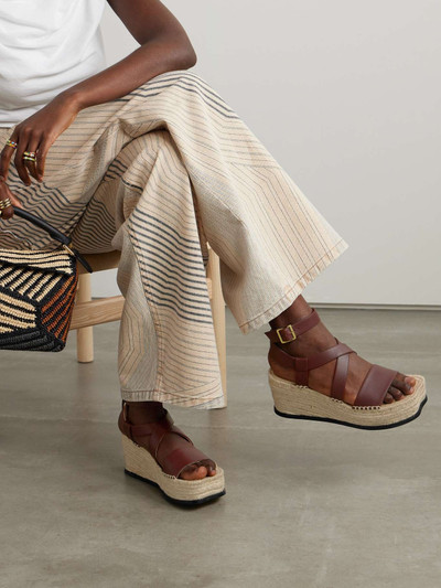 Loewe + Paula's Ibiza leather espadrille wedge sandals outlook