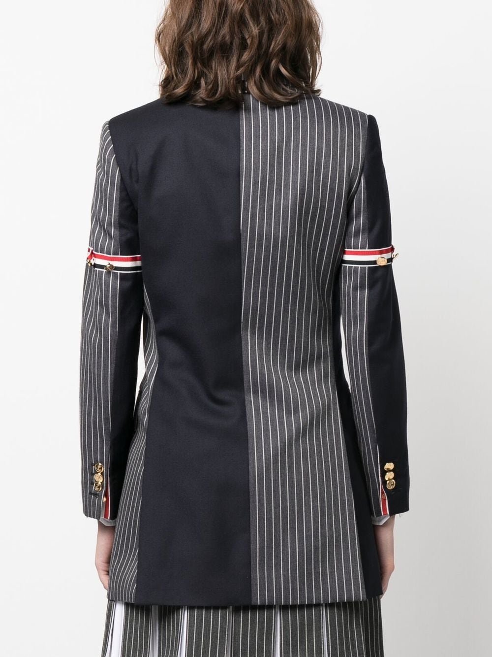 patchwork double-breasted blazer - 4
