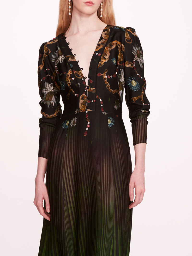 VISCOSE GEORGETTE V-NECK MIDI DRESS 4