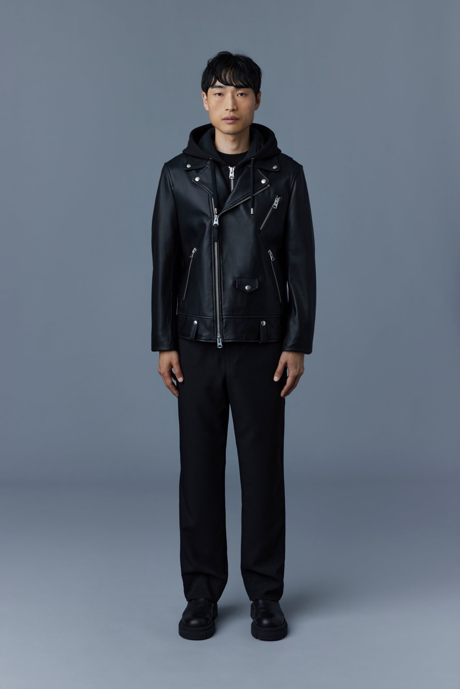MACKAGE MAGNUS CN 2 in 1 Leather biker jacket REVERSIBLE