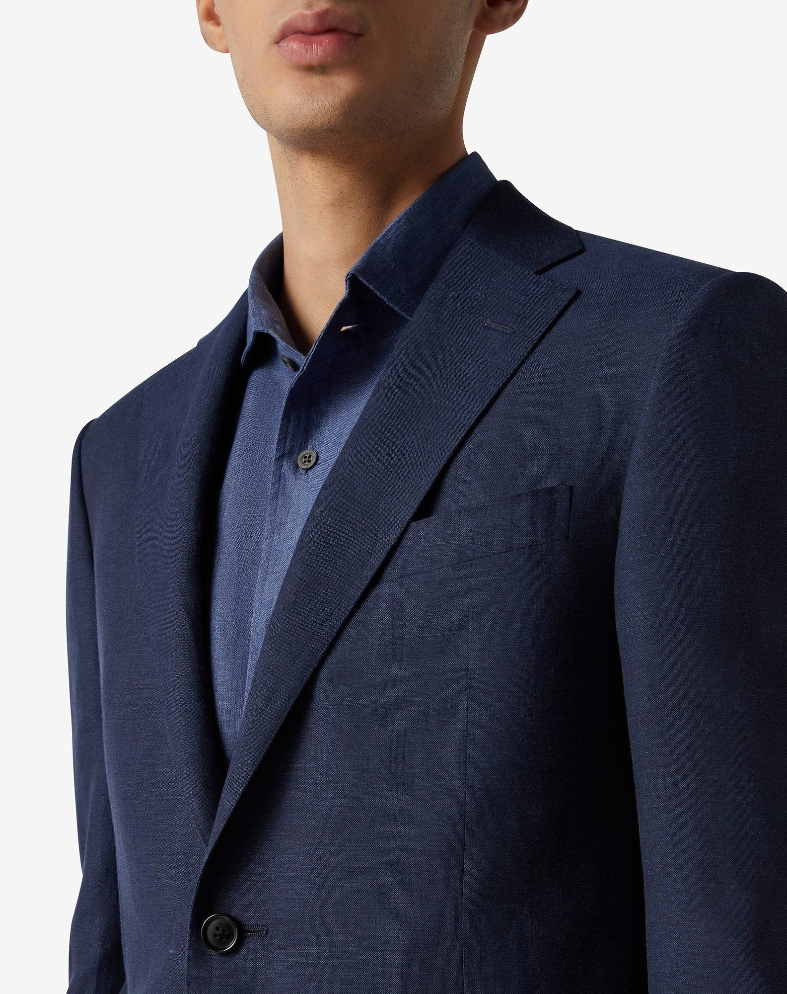 Blue wool and linen suit - 3