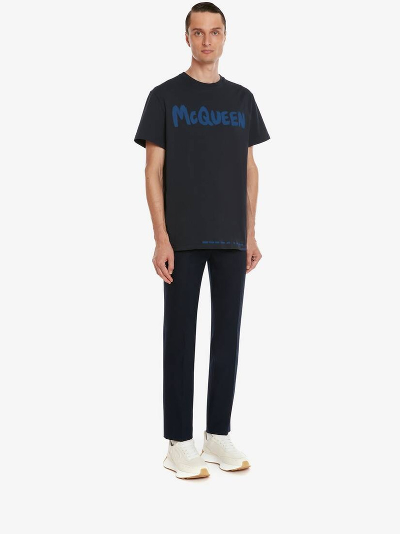 Men's McQueen Graffiti T-shirt in Navy 3