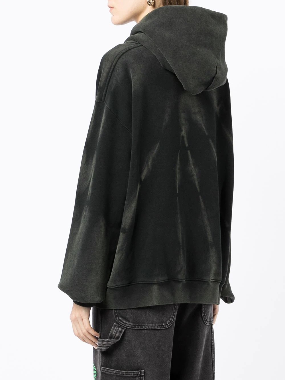 long-sleeved acid washed hoodie - 4