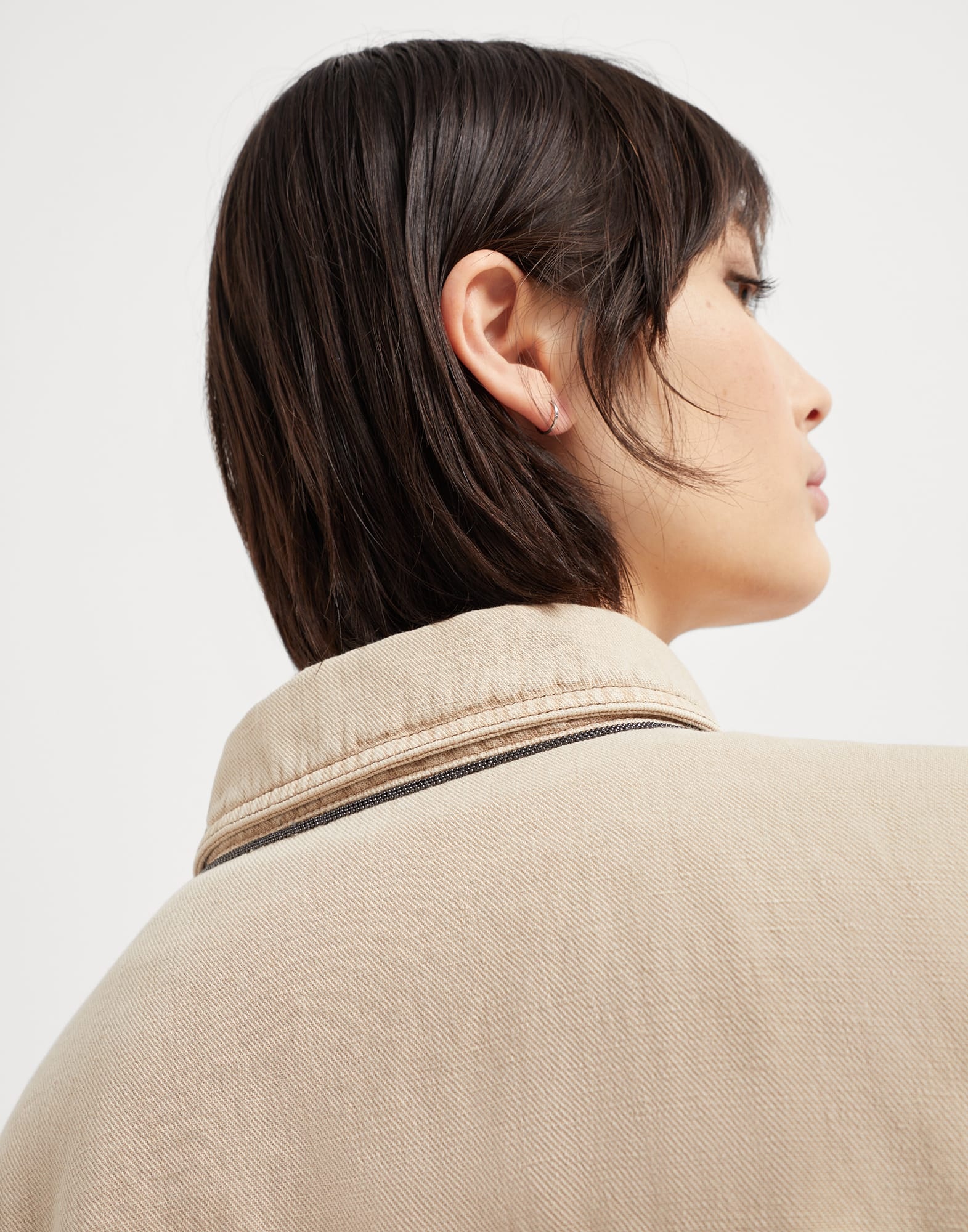 Garment-dyed cotton and linen cover four-pocket jacket with monili - 3